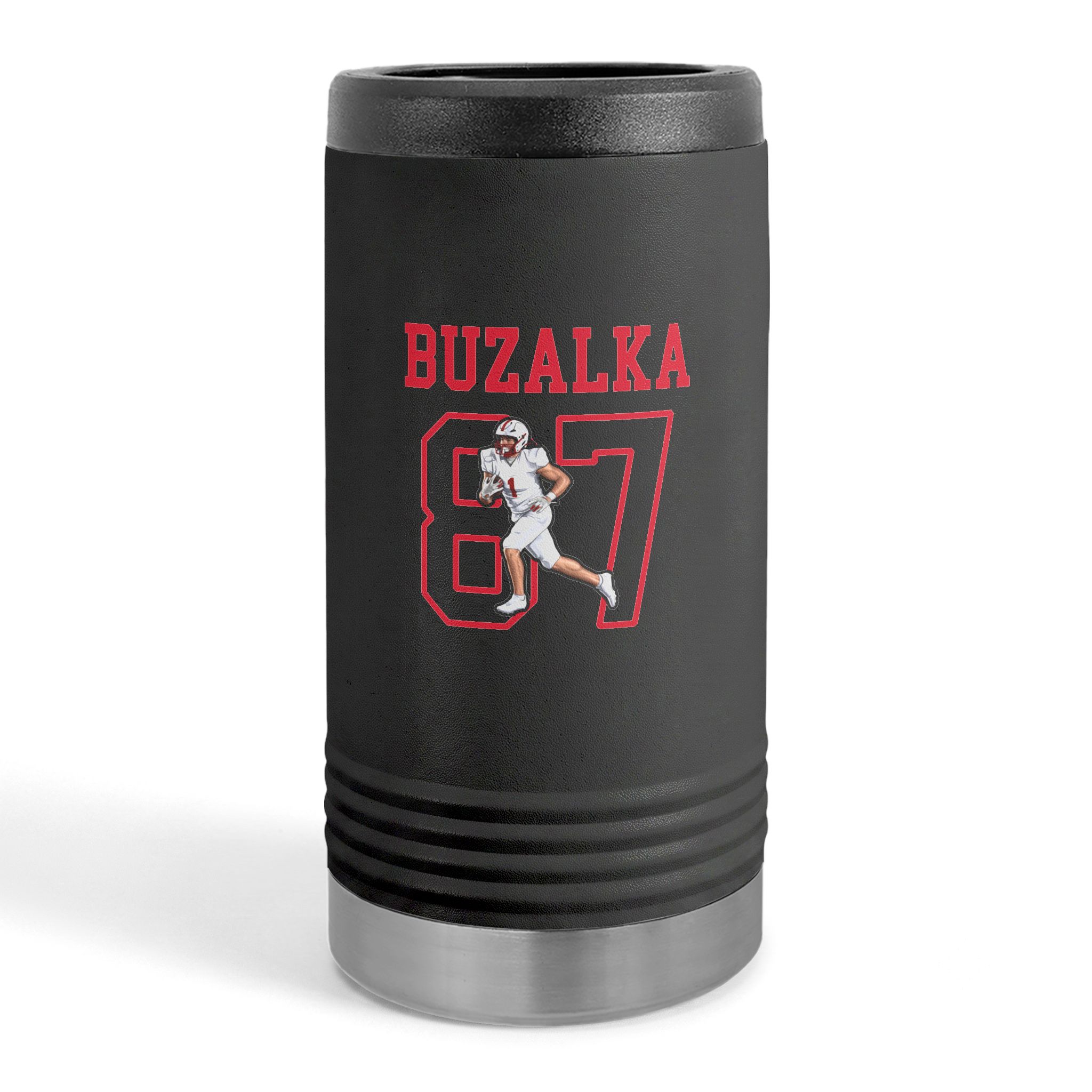 Slim Stainless Can Cooler — character_shirsey in Black