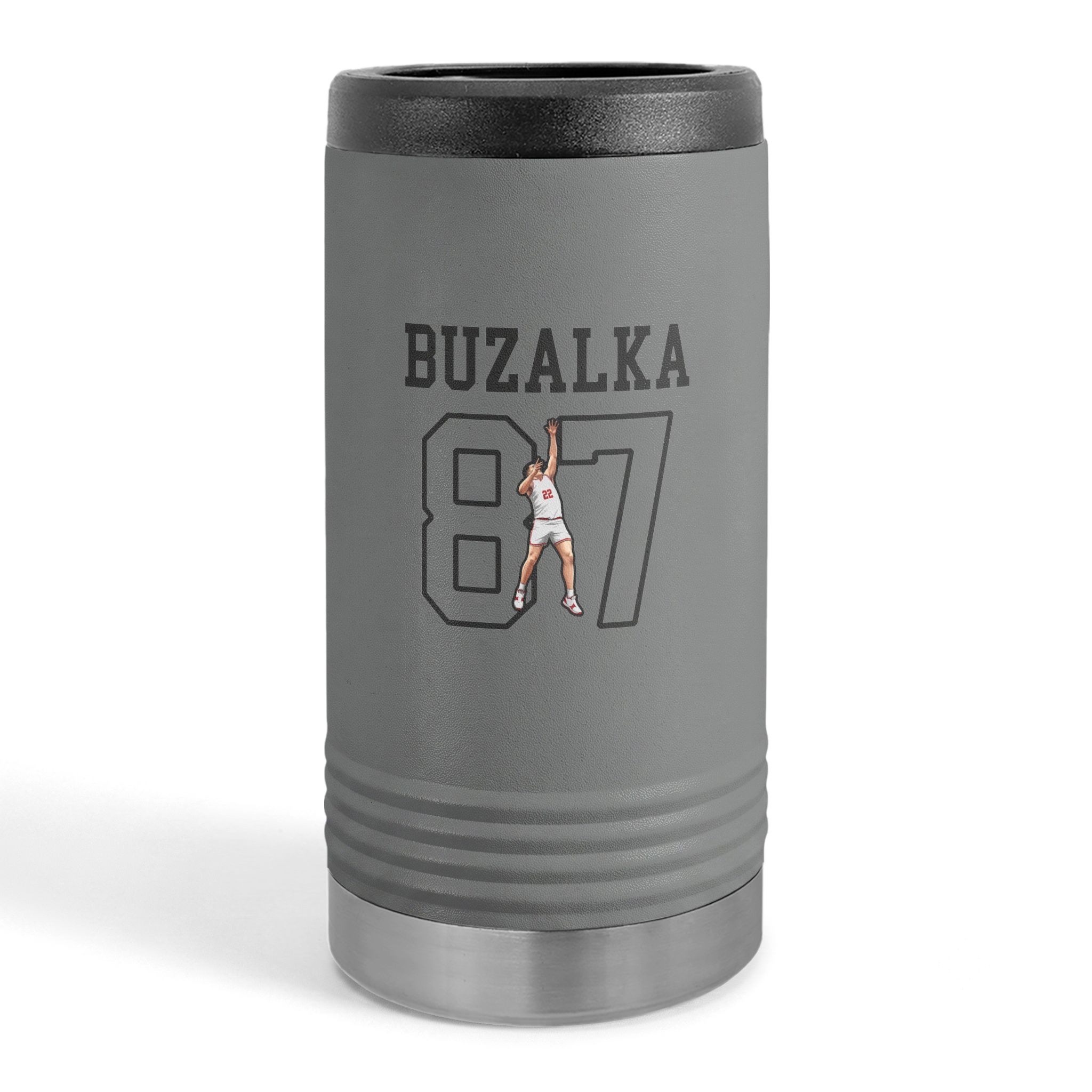 Slim Stainless Can Cooler — character_shirsey in Grey