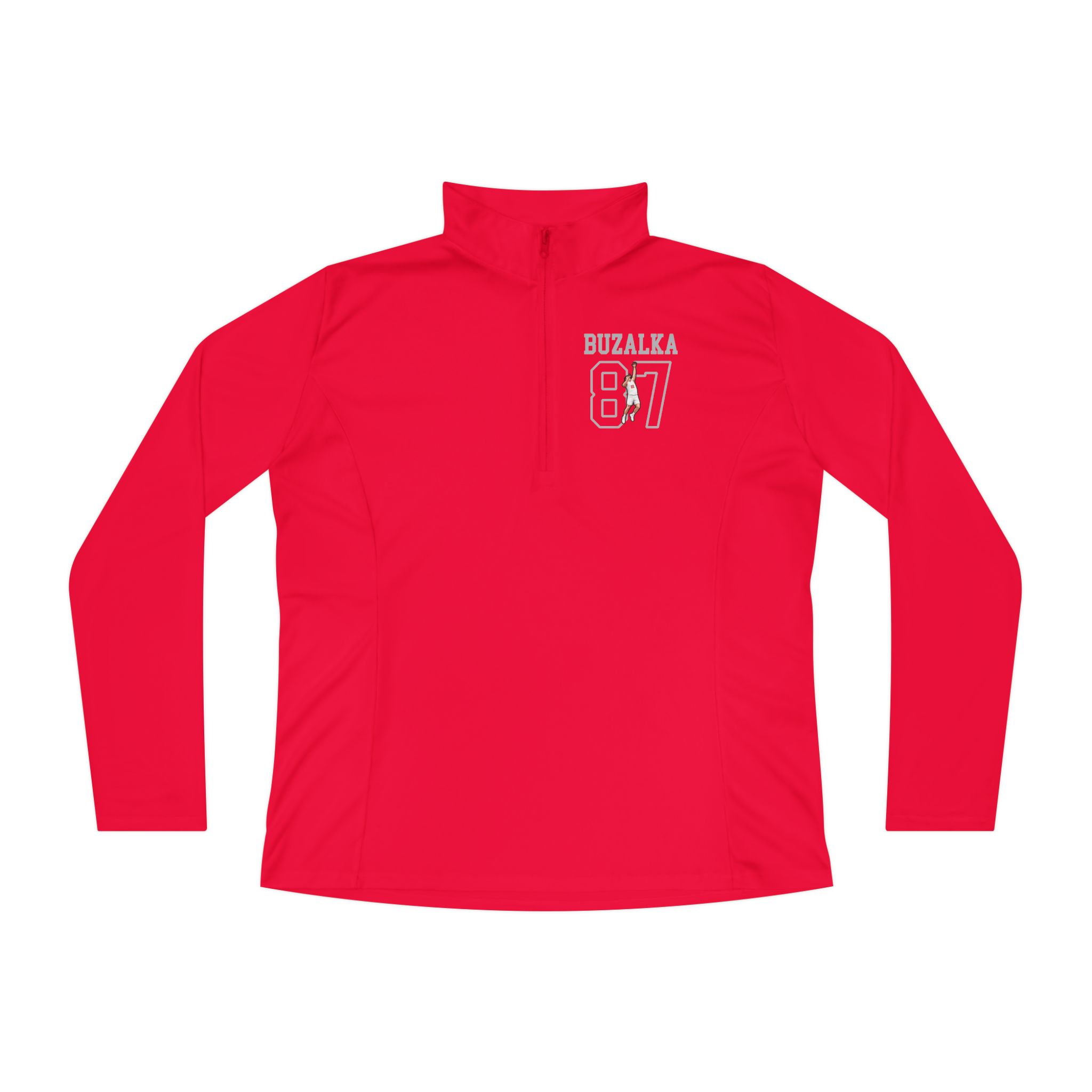 Women's Q-Zip Pullover — character_shirsey in Red