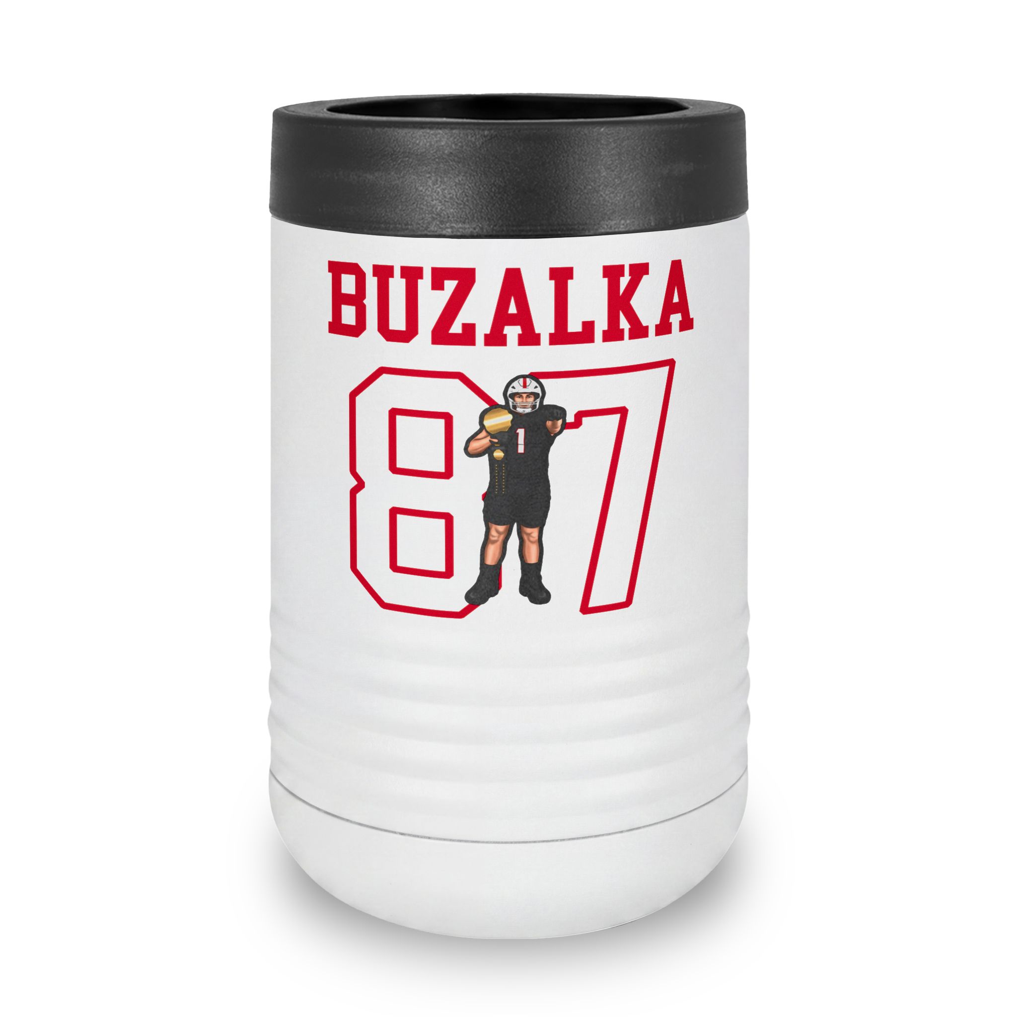 Stainless Can Cooler — character_shirsey in White