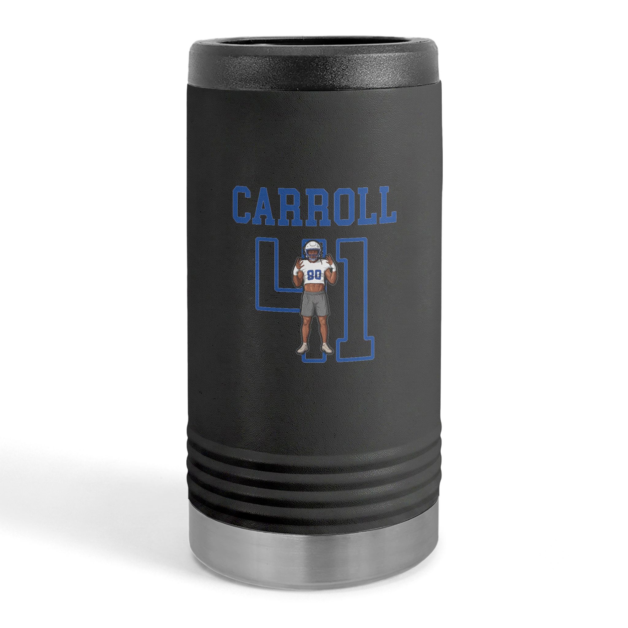 Slim Stainless Can Cooler — character_shirsey in Black