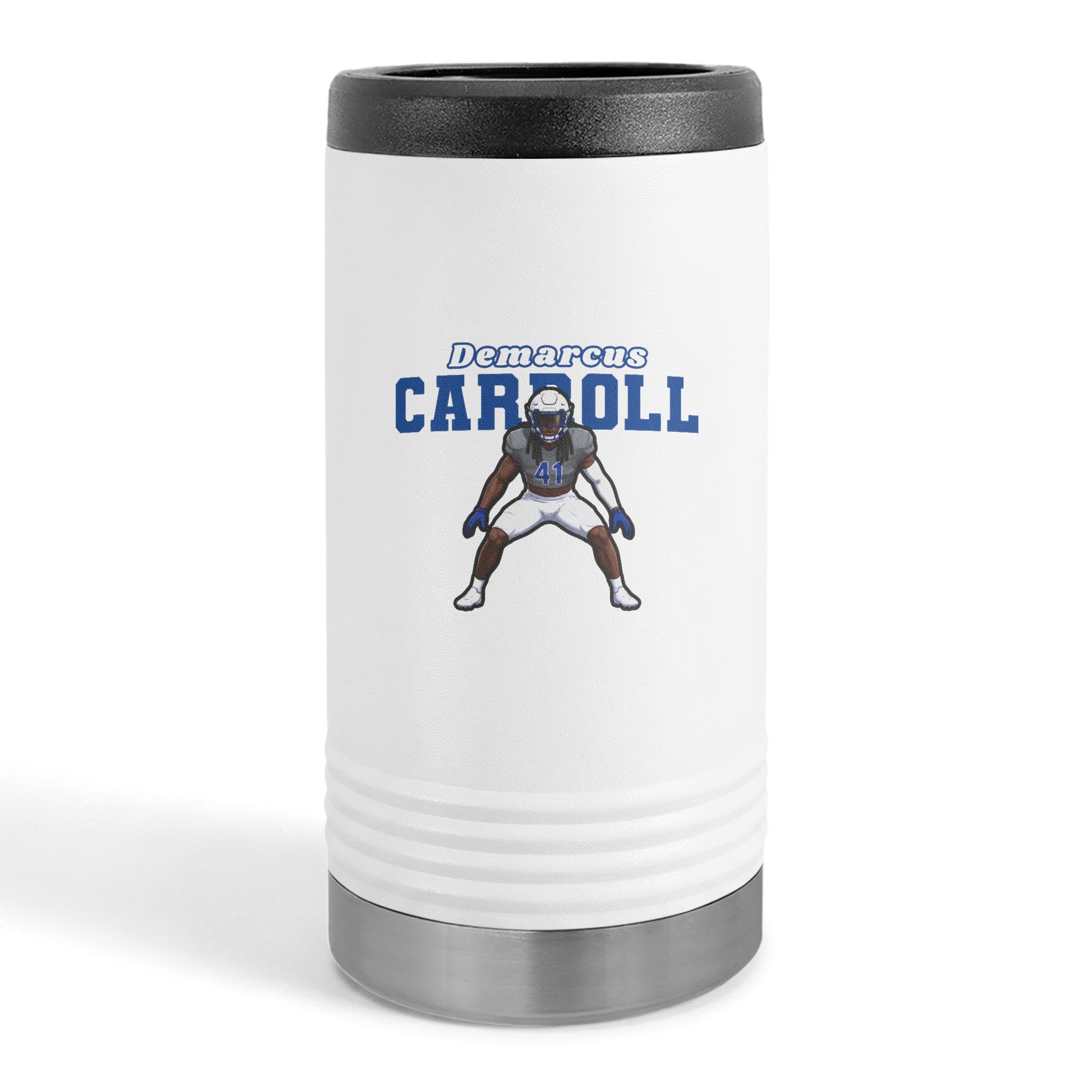 Slim Stainless Can Cooler — character_name_arch in White