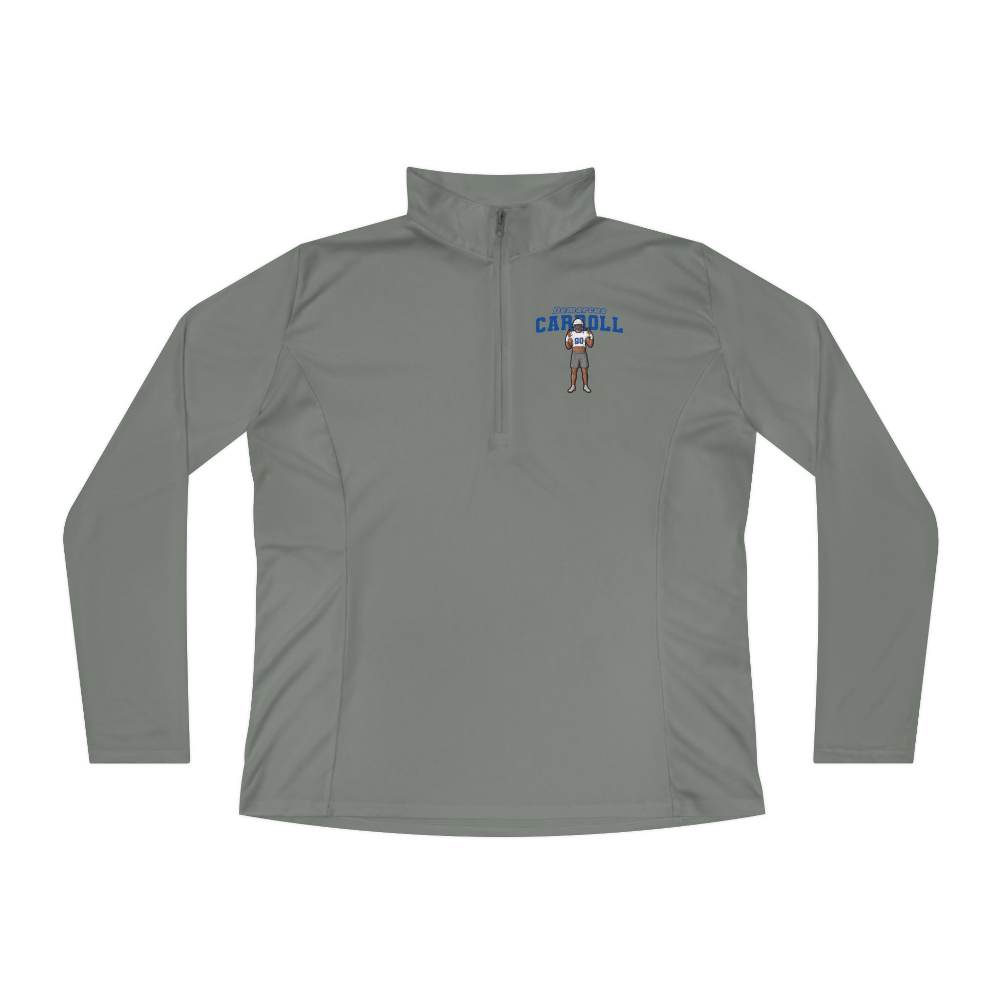 Women's Q-Zip Pullover — character_name_arch in Grey
