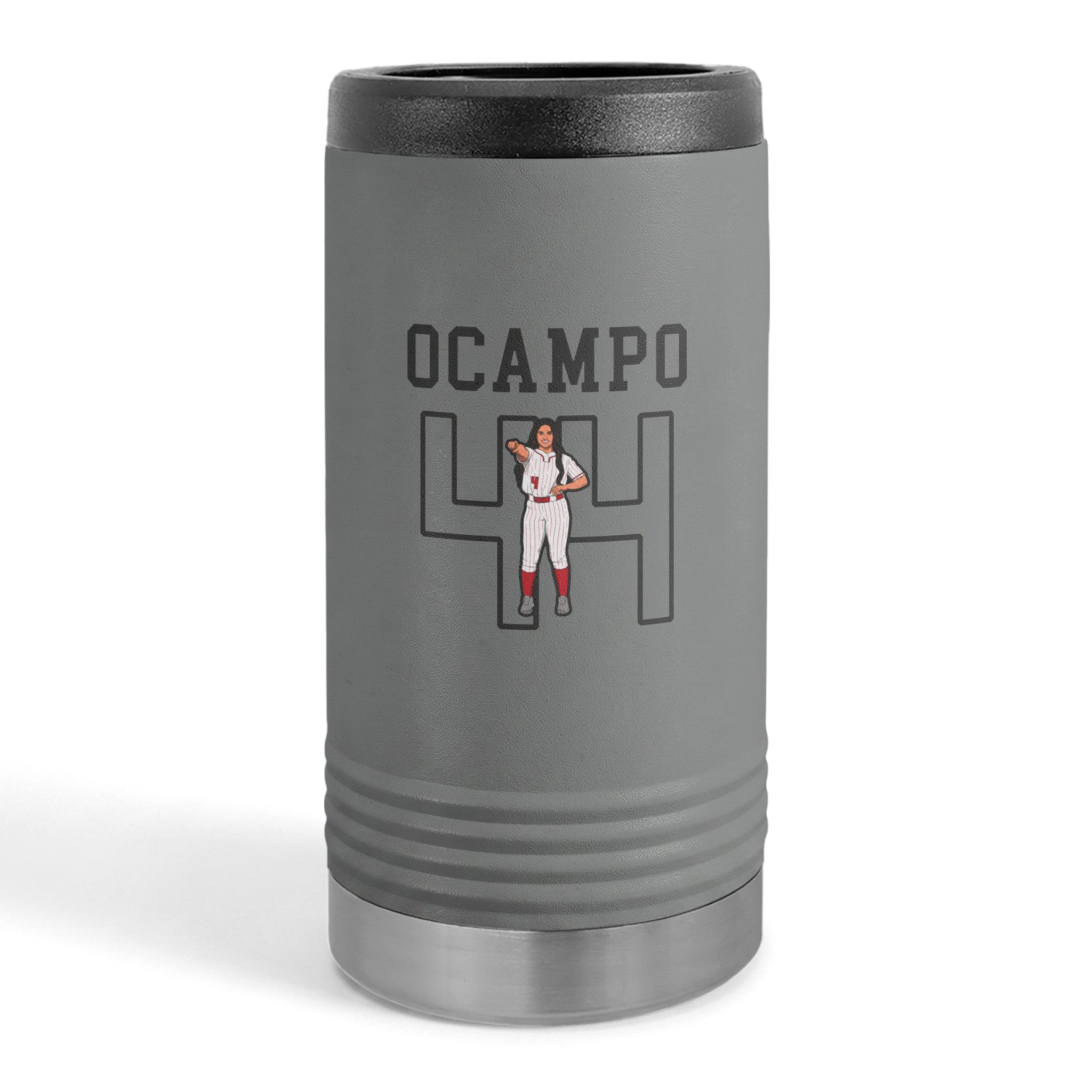 Slim Stainless Can Cooler — character_shirsey in Grey