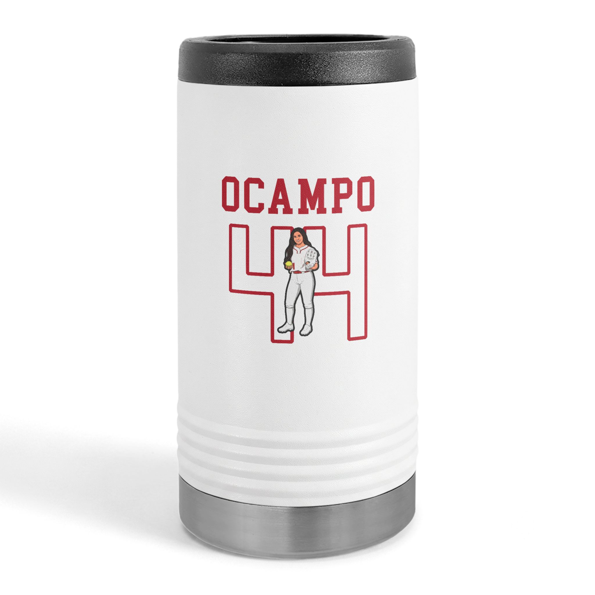 Slim Stainless Can Cooler — character_shirsey in White