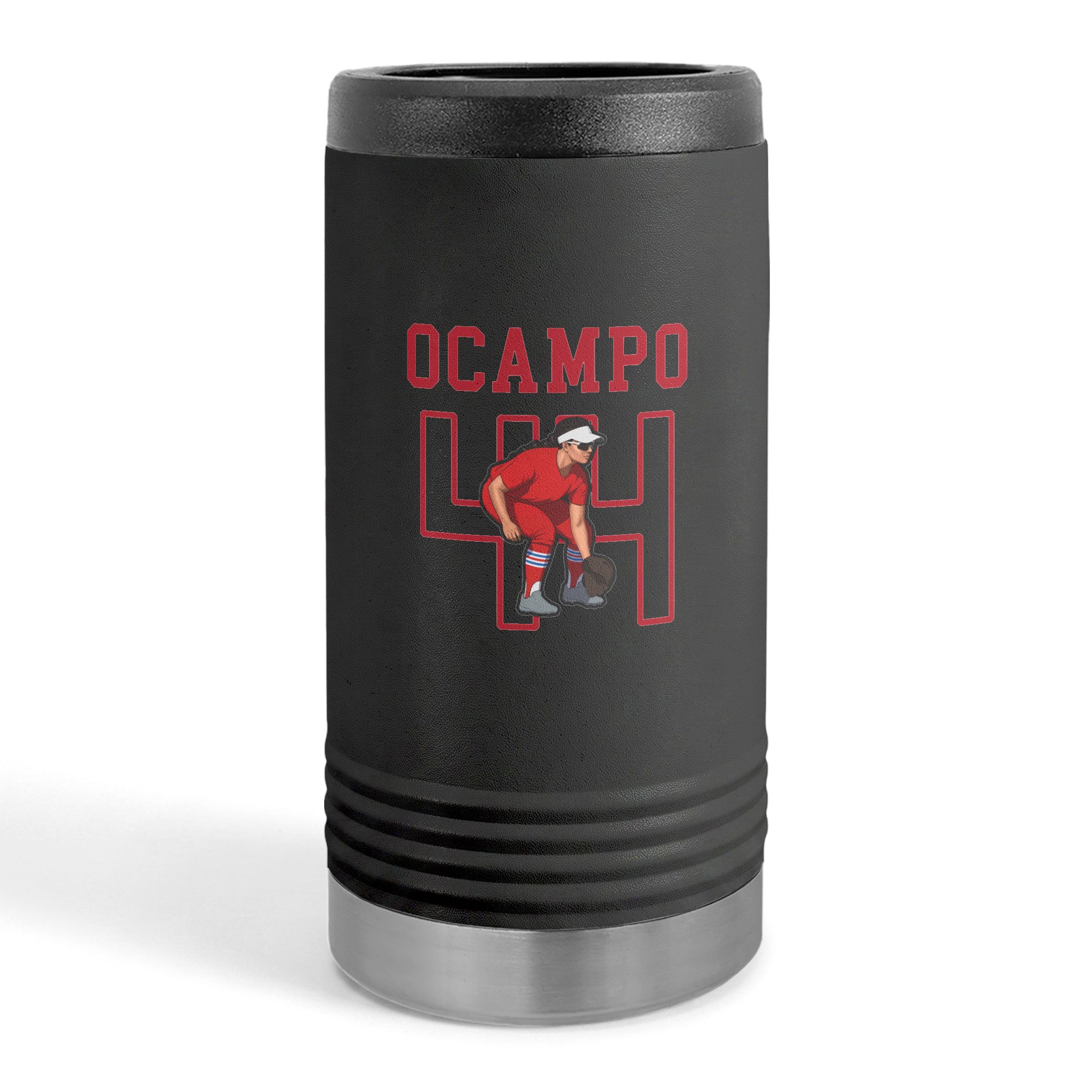 Slim Stainless Can Cooler — character_shirsey in Black