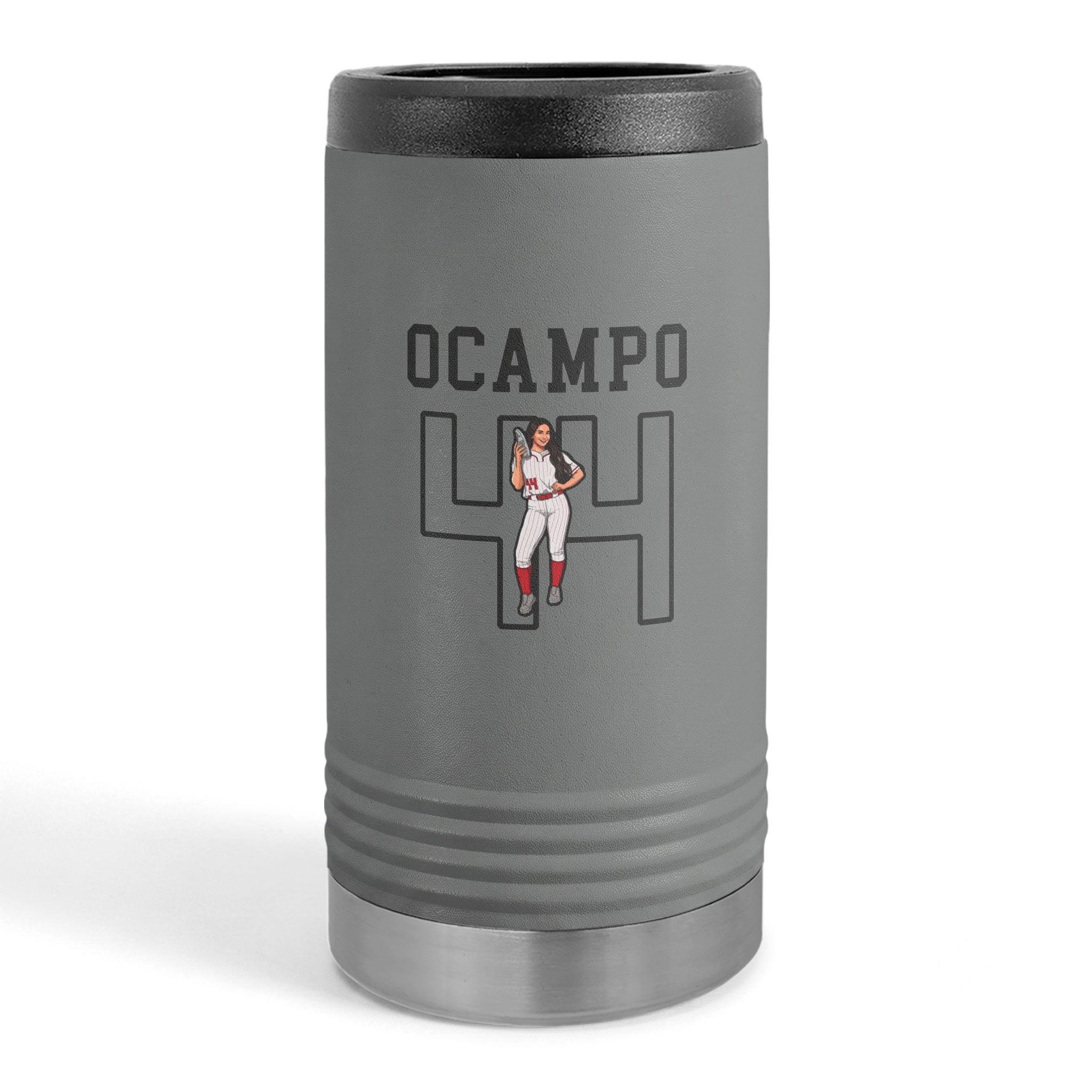 Slim Stainless Can Cooler — character_shirsey in Grey
