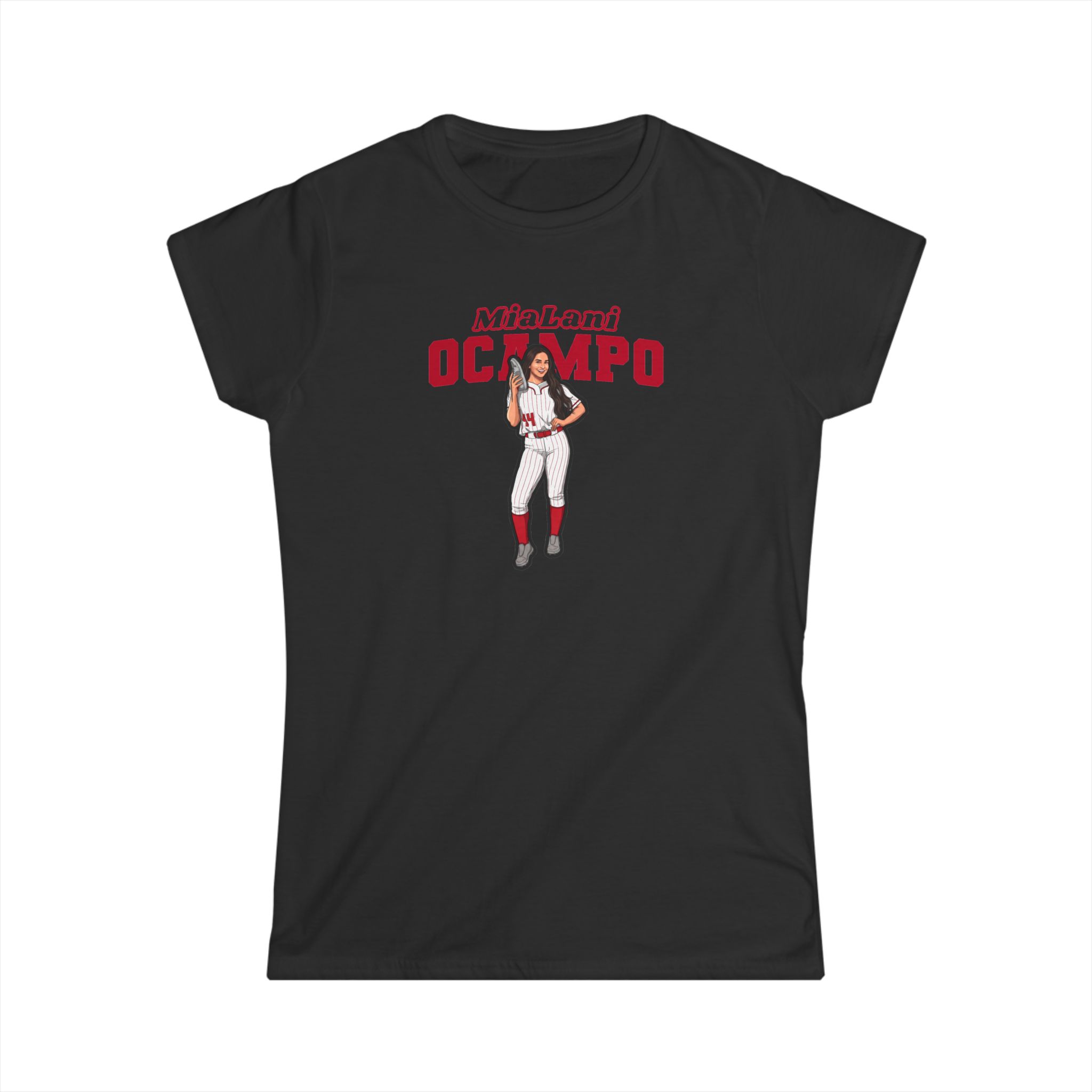 Women's Softstyle Tee — character_name_arch in Black