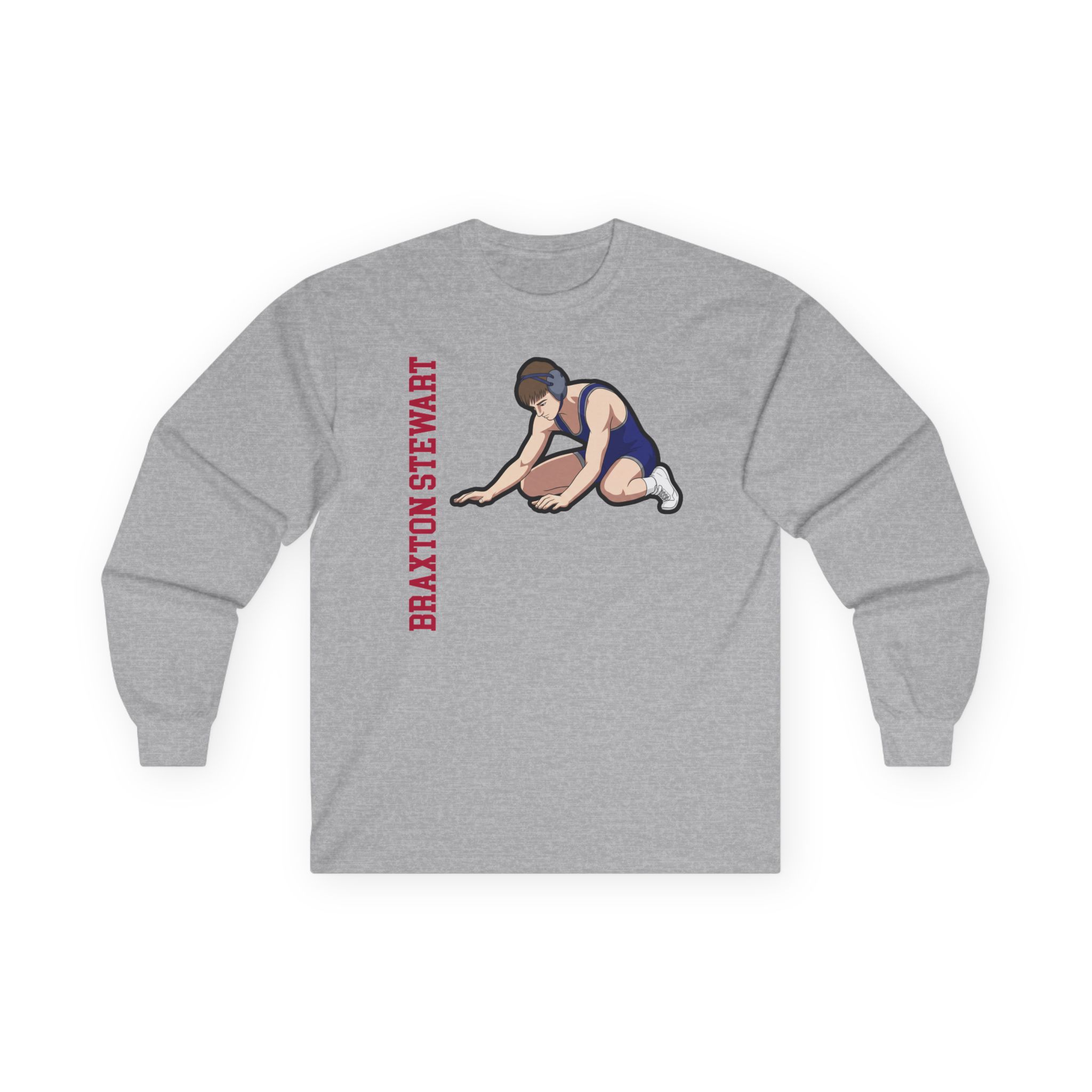 Long Sleeve Tee — character_name_vertical in Grey
