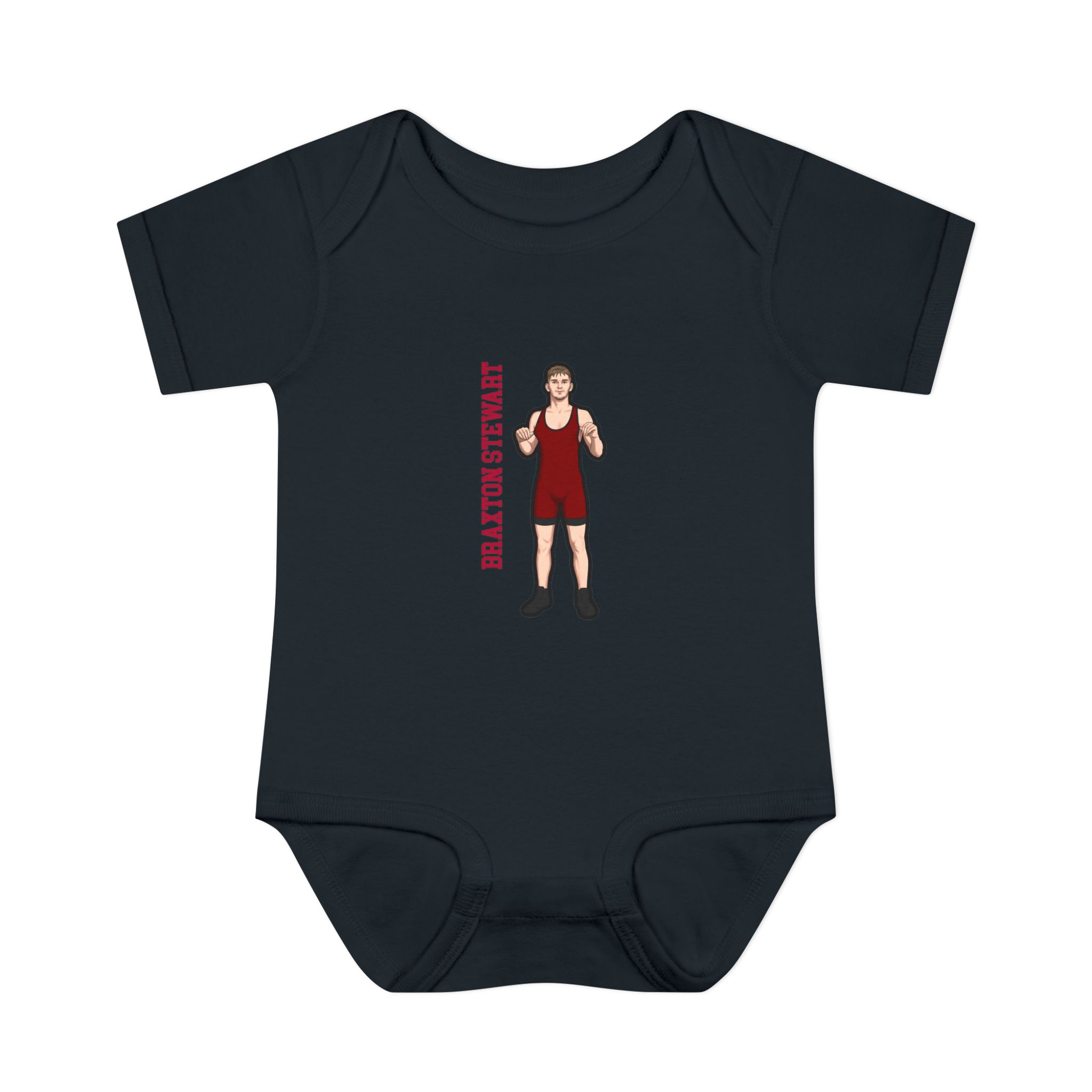 Baby Onesie — character_name_vertical in Black