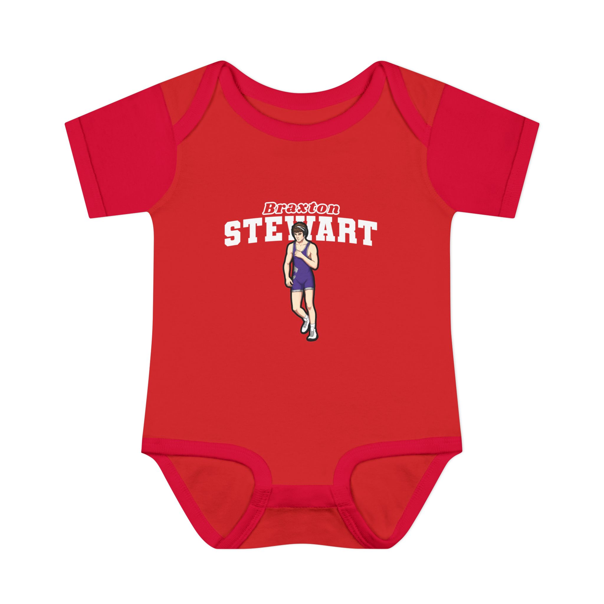 Baby Onesie — character_name_arch in Red