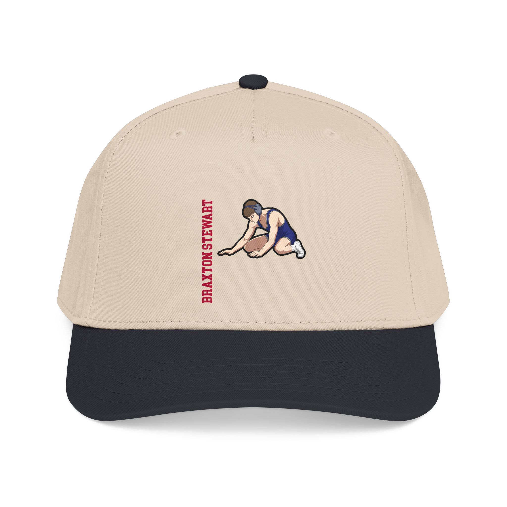 Baseball Cap — character_name_vertical in Black / Natural