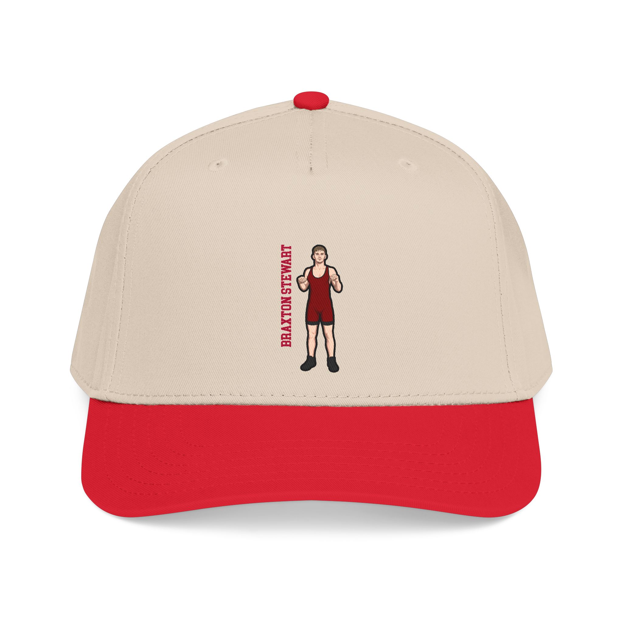 Baseball Cap — character_name_vertical in Red / Natural
