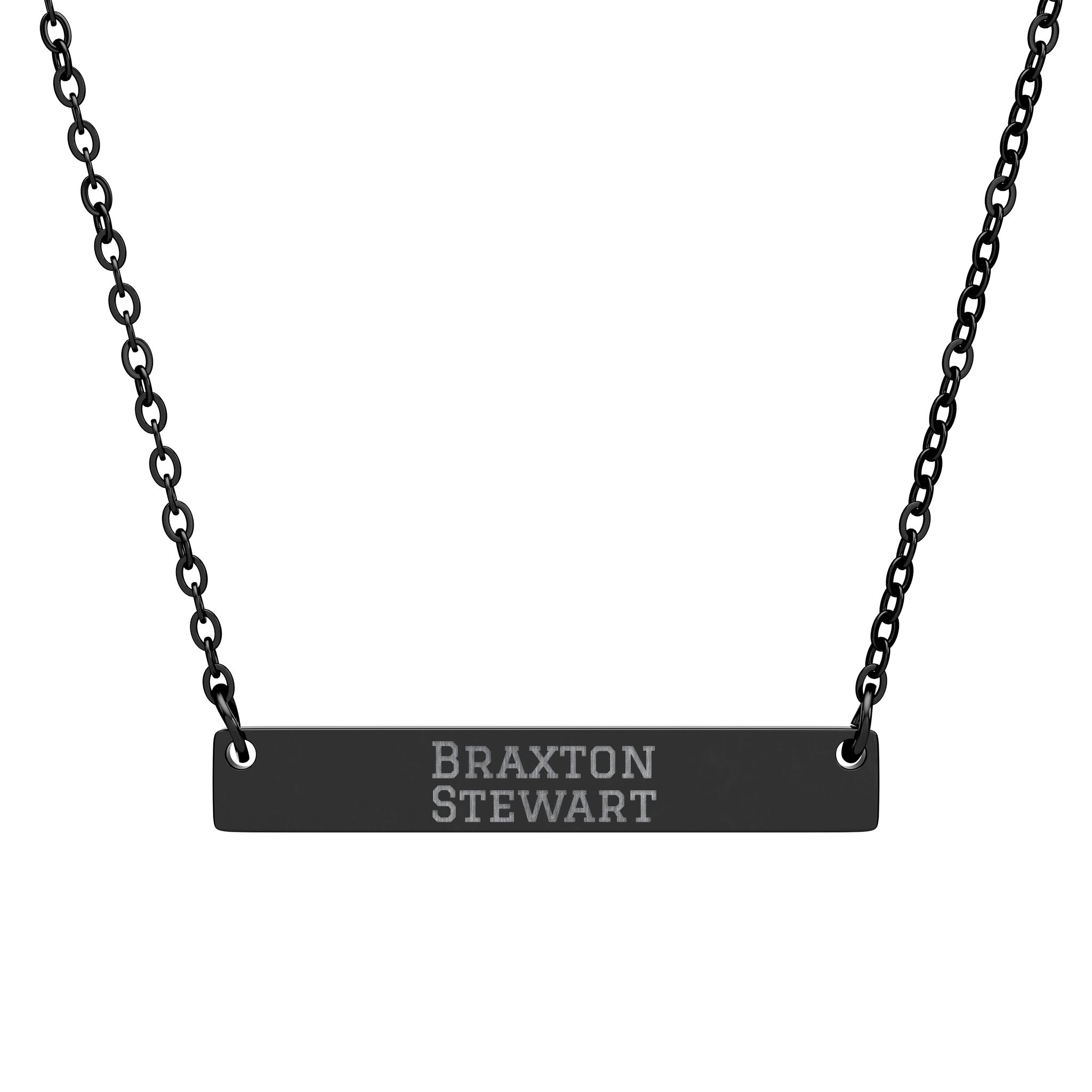 Engraved Bar Necklace — Classic in Black