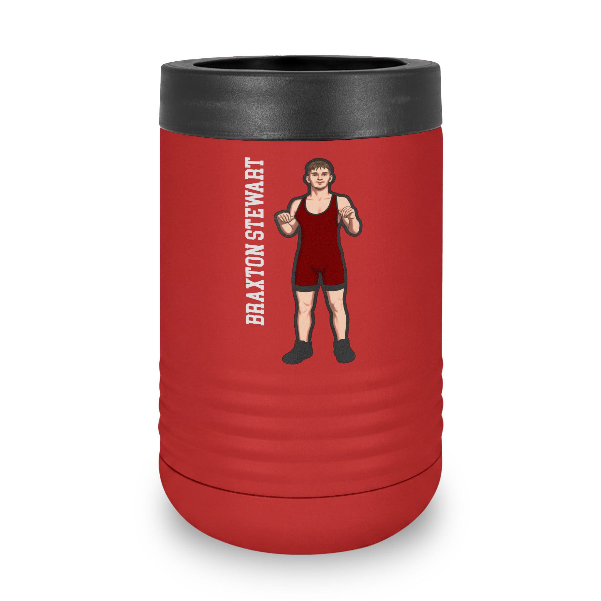 Stainless Can Cooler — character_name_vertical in Red