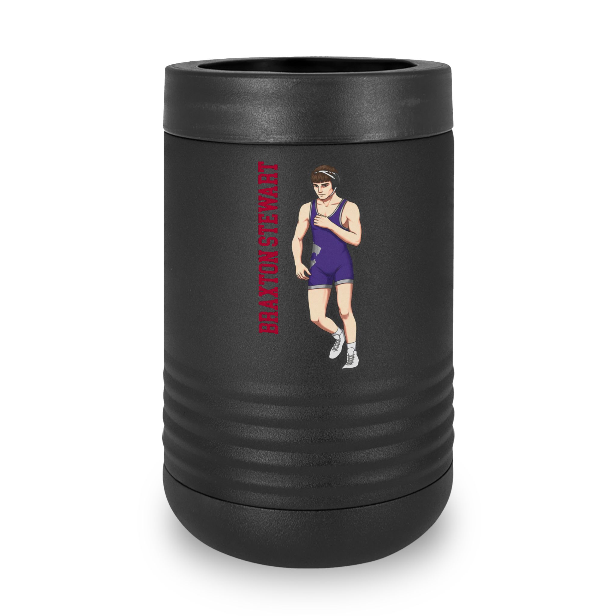 Stainless Can Cooler — character_name_vertical in Black