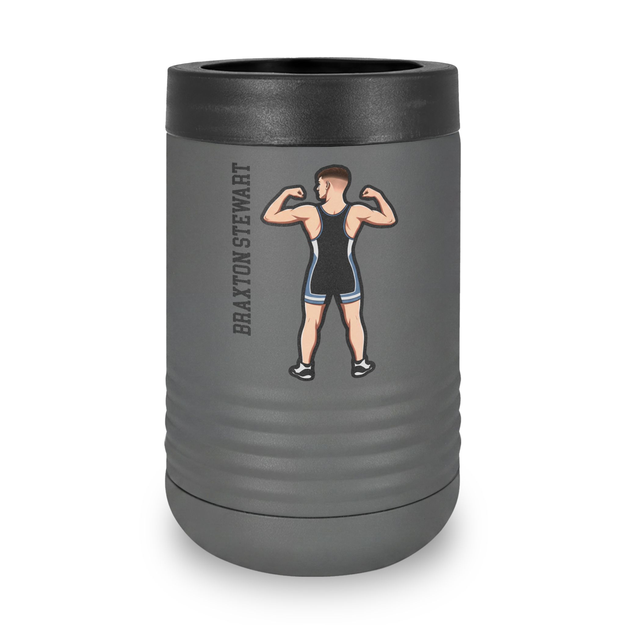 Stainless Can Cooler — character_name_vertical in Grey