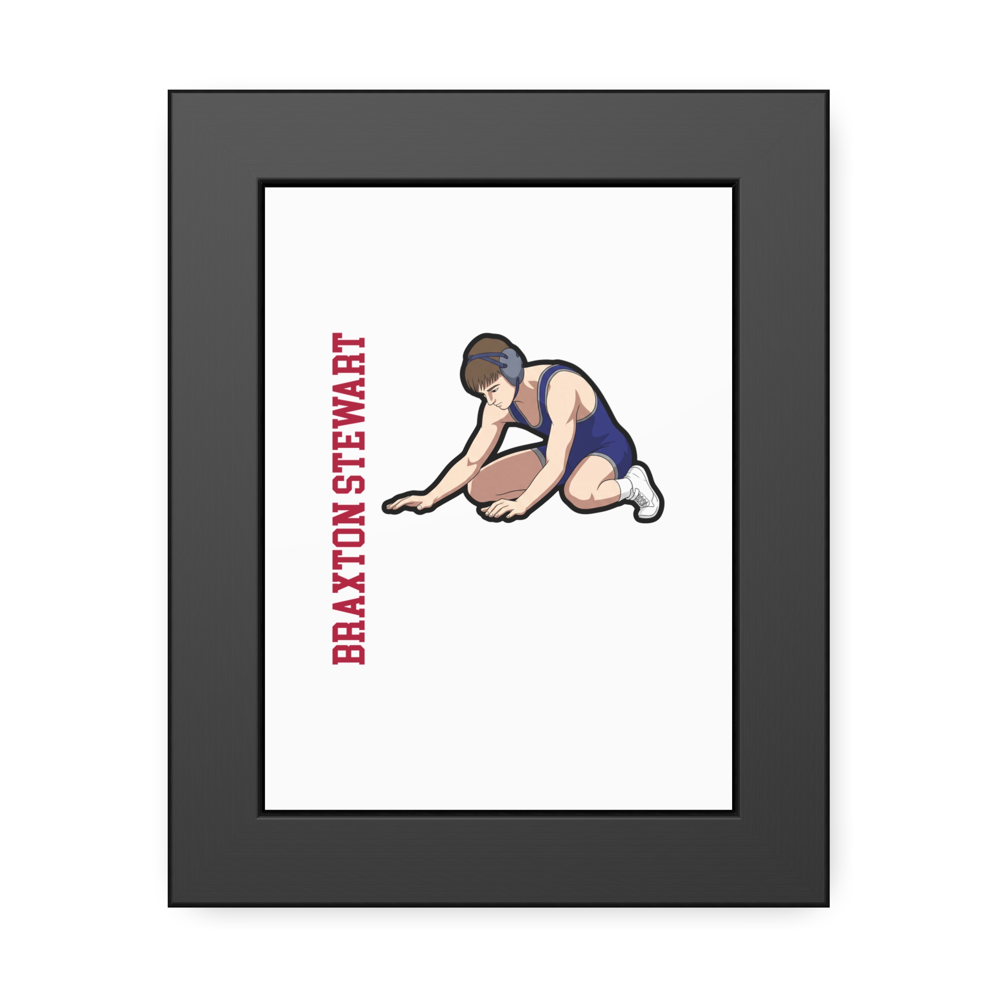 Framed Poster — character_name_vertical in Black