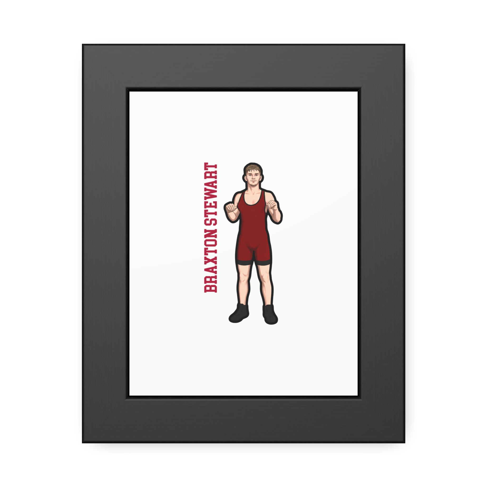 Framed Poster — character_name_vertical in Black