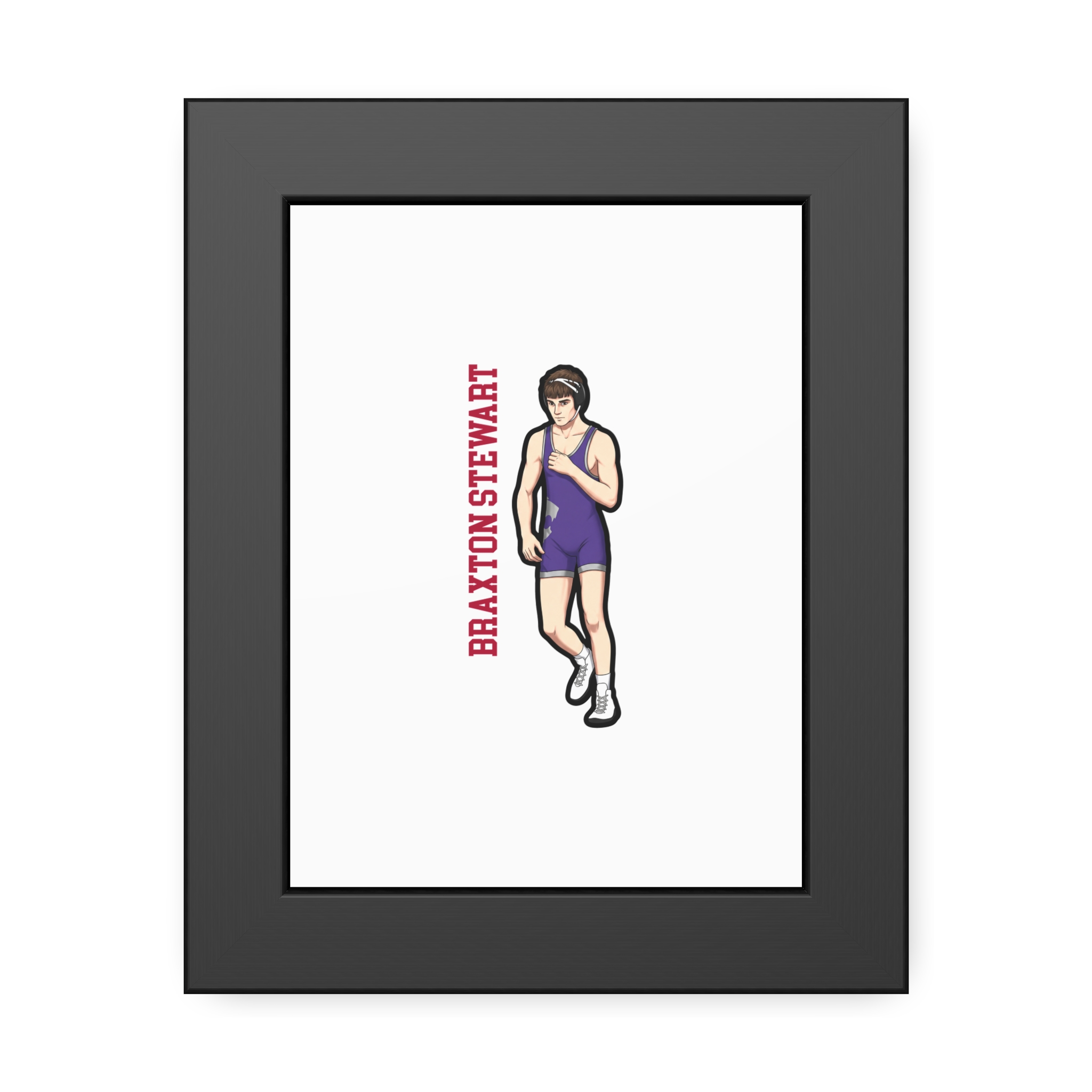 Framed Poster — character_name_vertical in Black