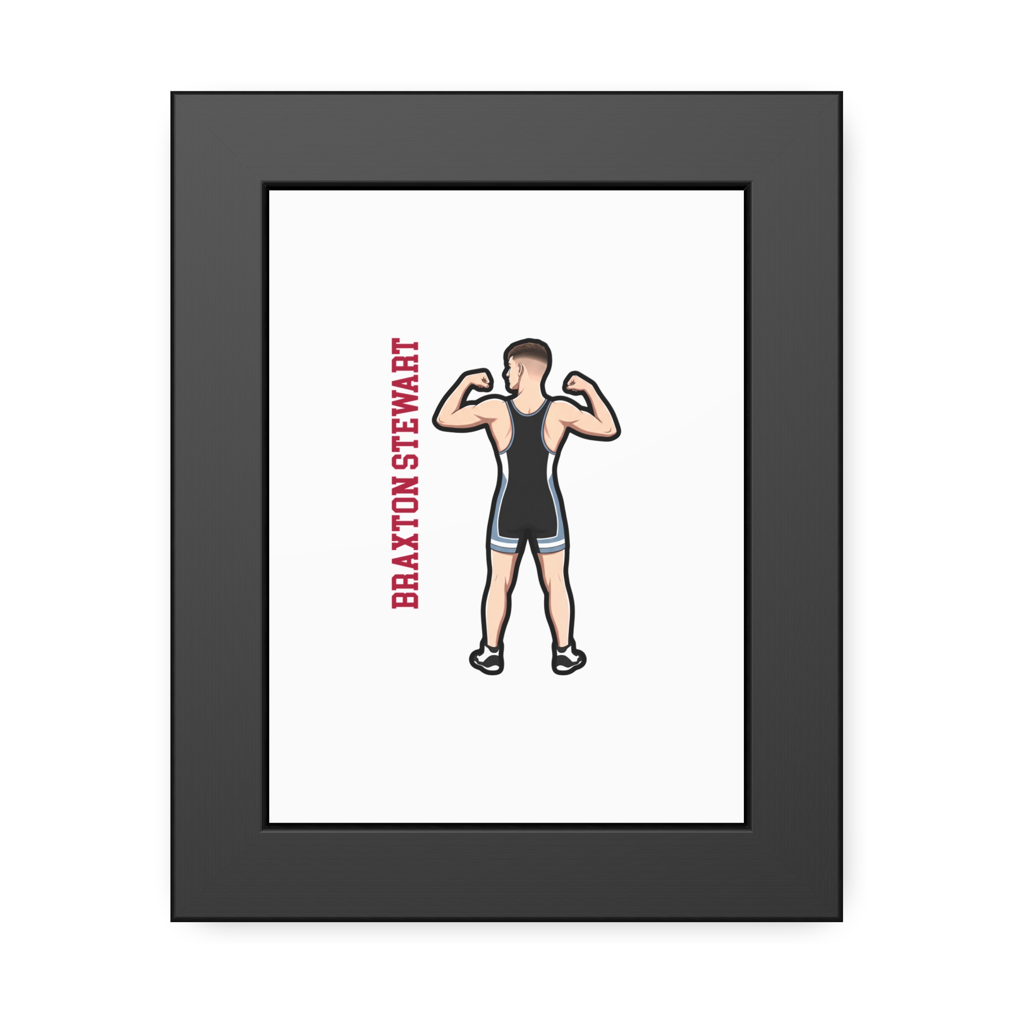 Framed Poster — character_name_vertical in Black