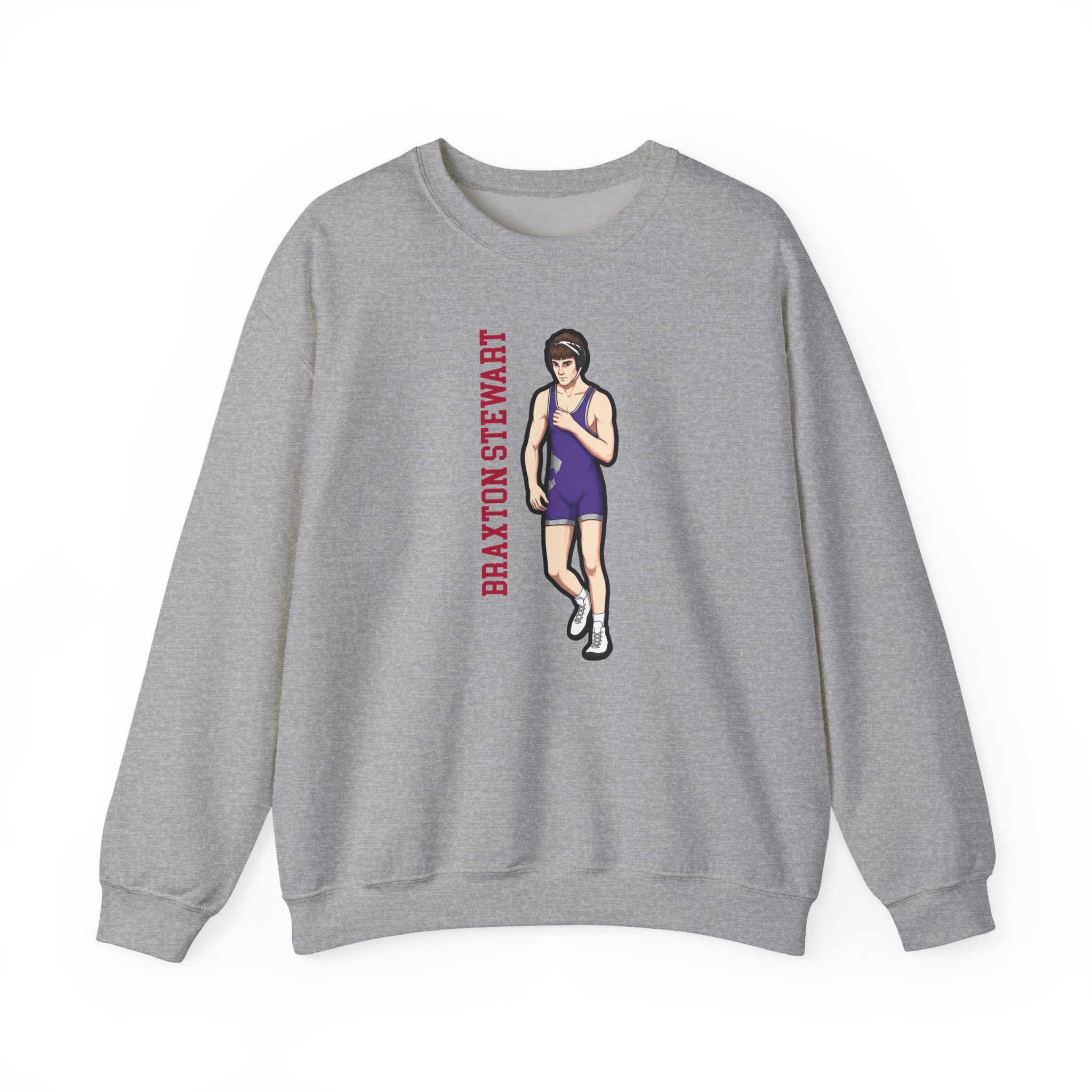 Crewneck Sweatshirt — character_name_vertical in Grey