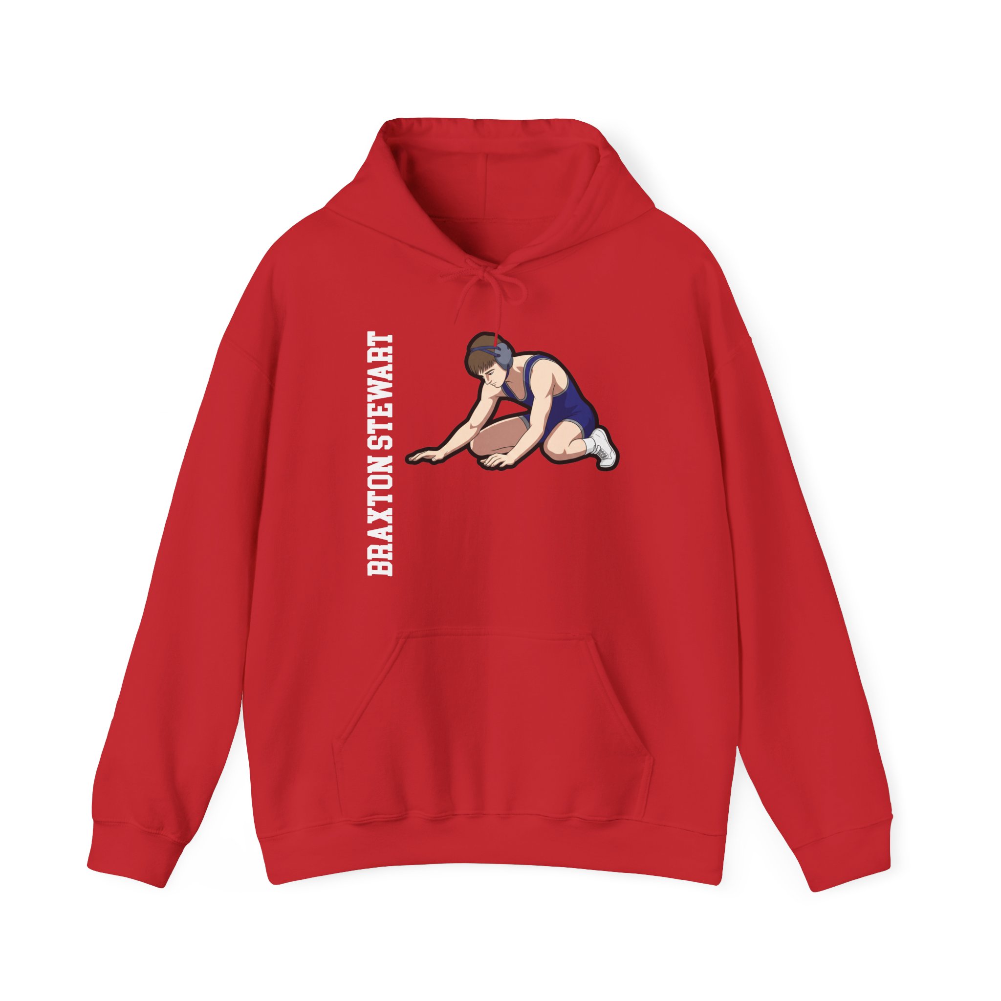Hoodie — character_name_vertical in Red