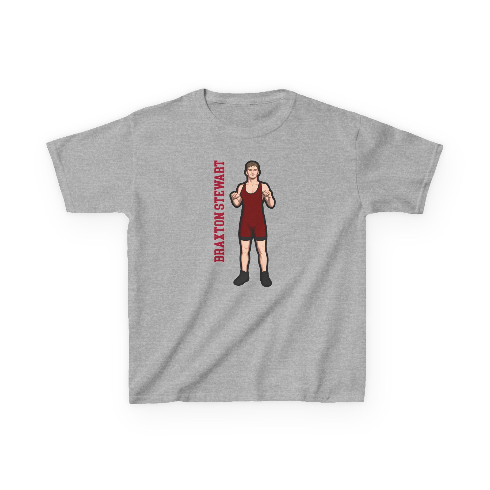 Youth Tee — character_name_vertical in Grey
