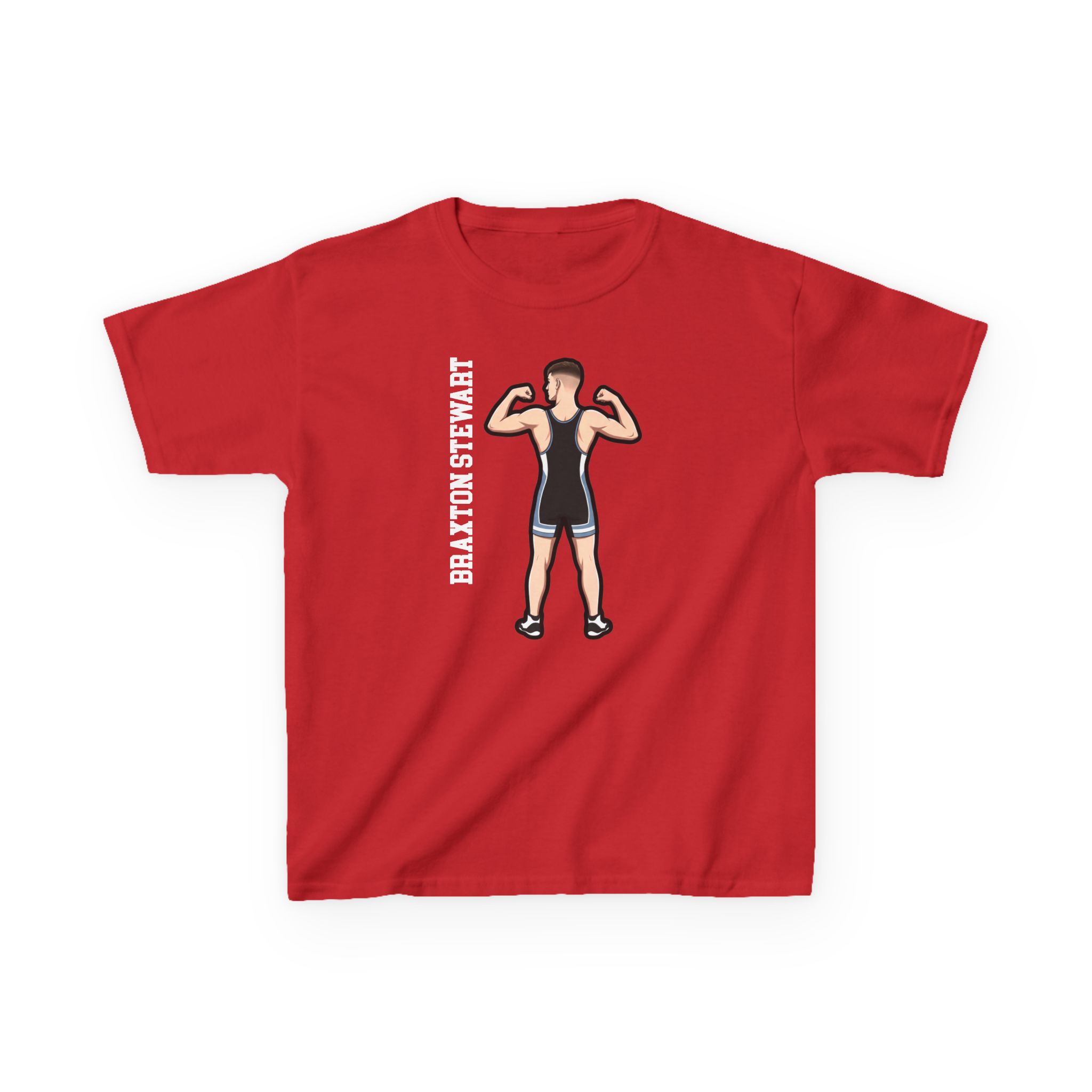 Youth Tee — character_name_vertical in Red