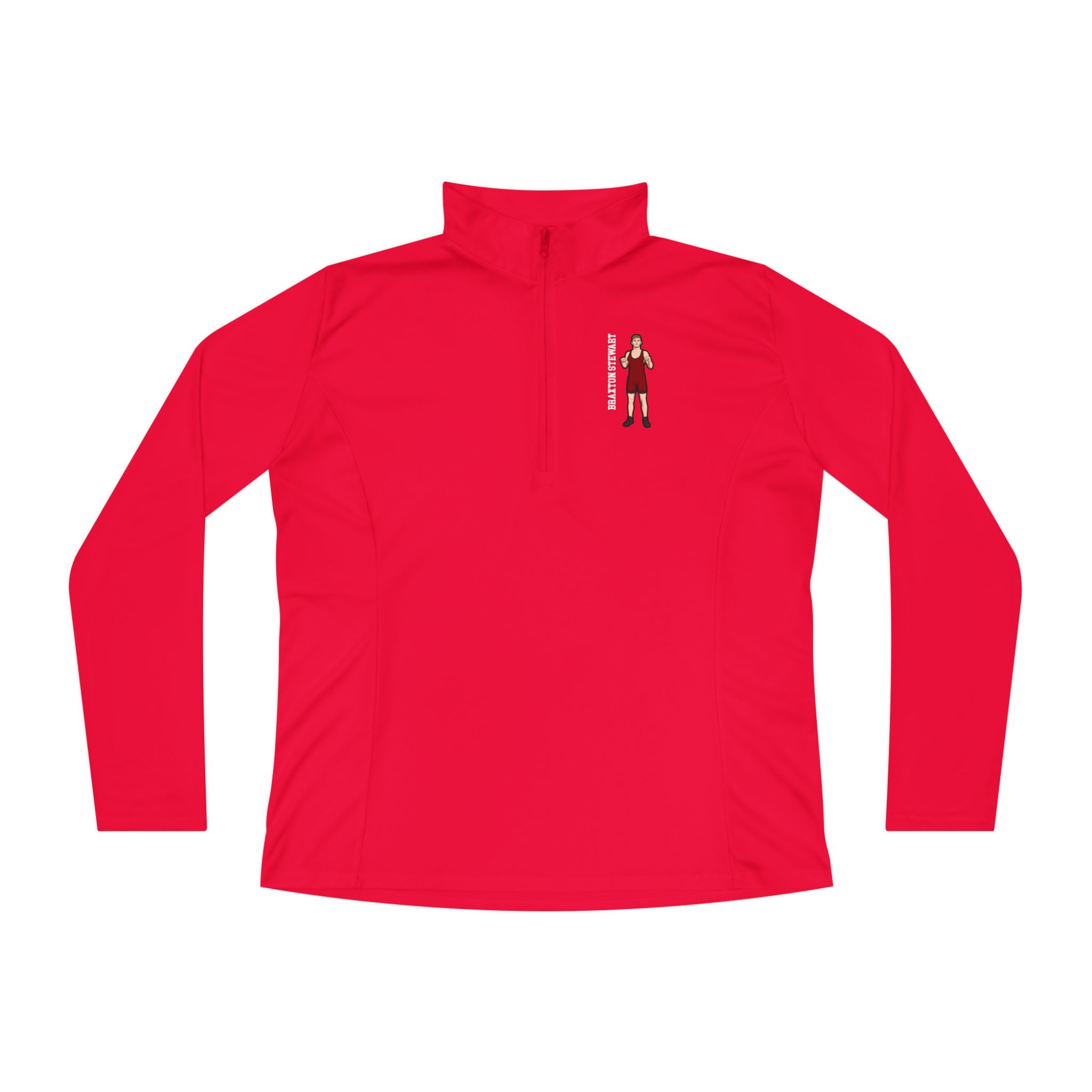 Women's Q-Zip Pullover — character_name_vertical in Red