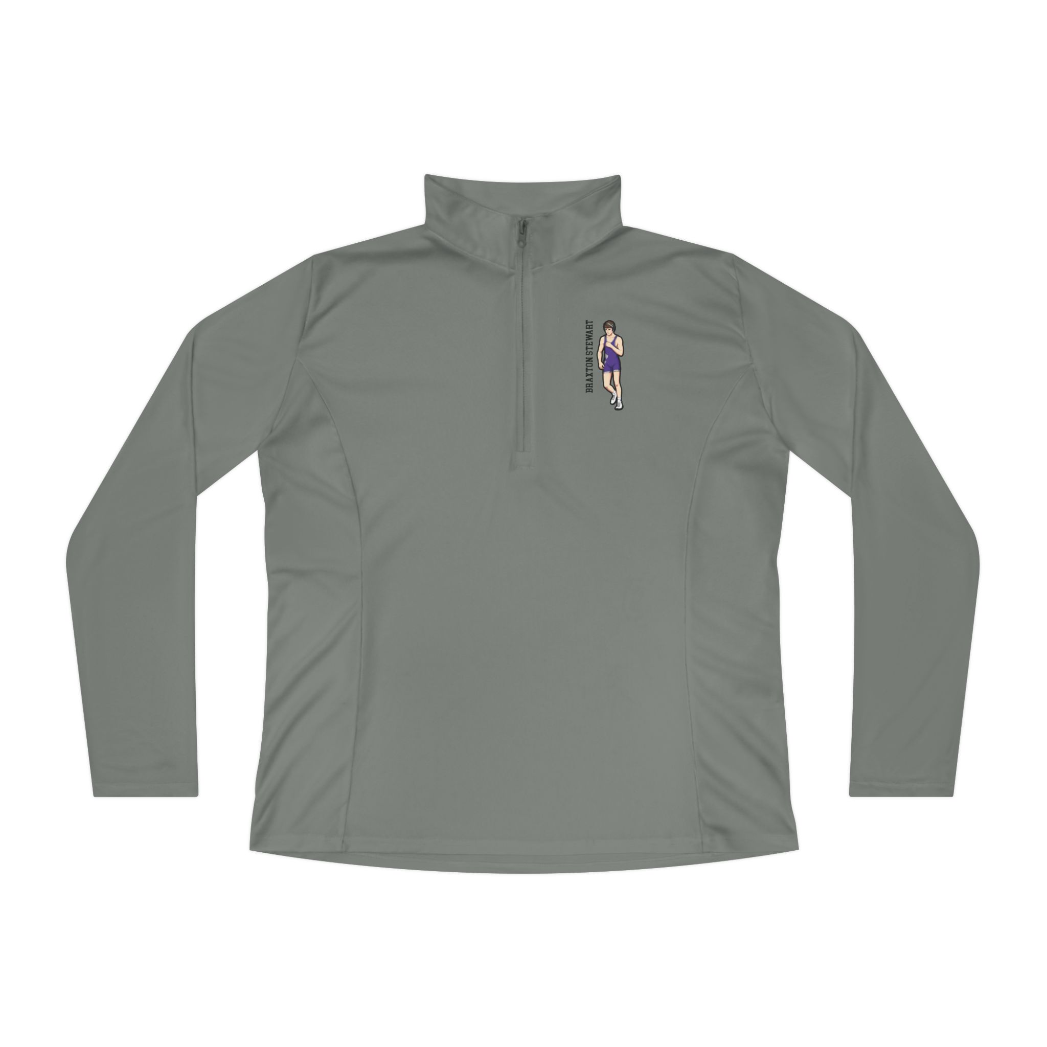 Women's Q-Zip Pullover — character_name_vertical in Grey