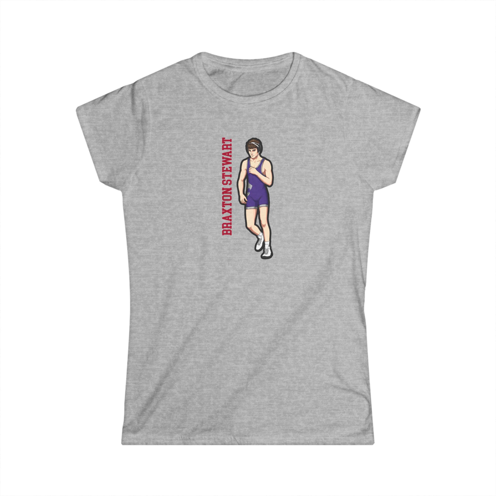 Women's Softstyle Tee — character_name_vertical in Grey