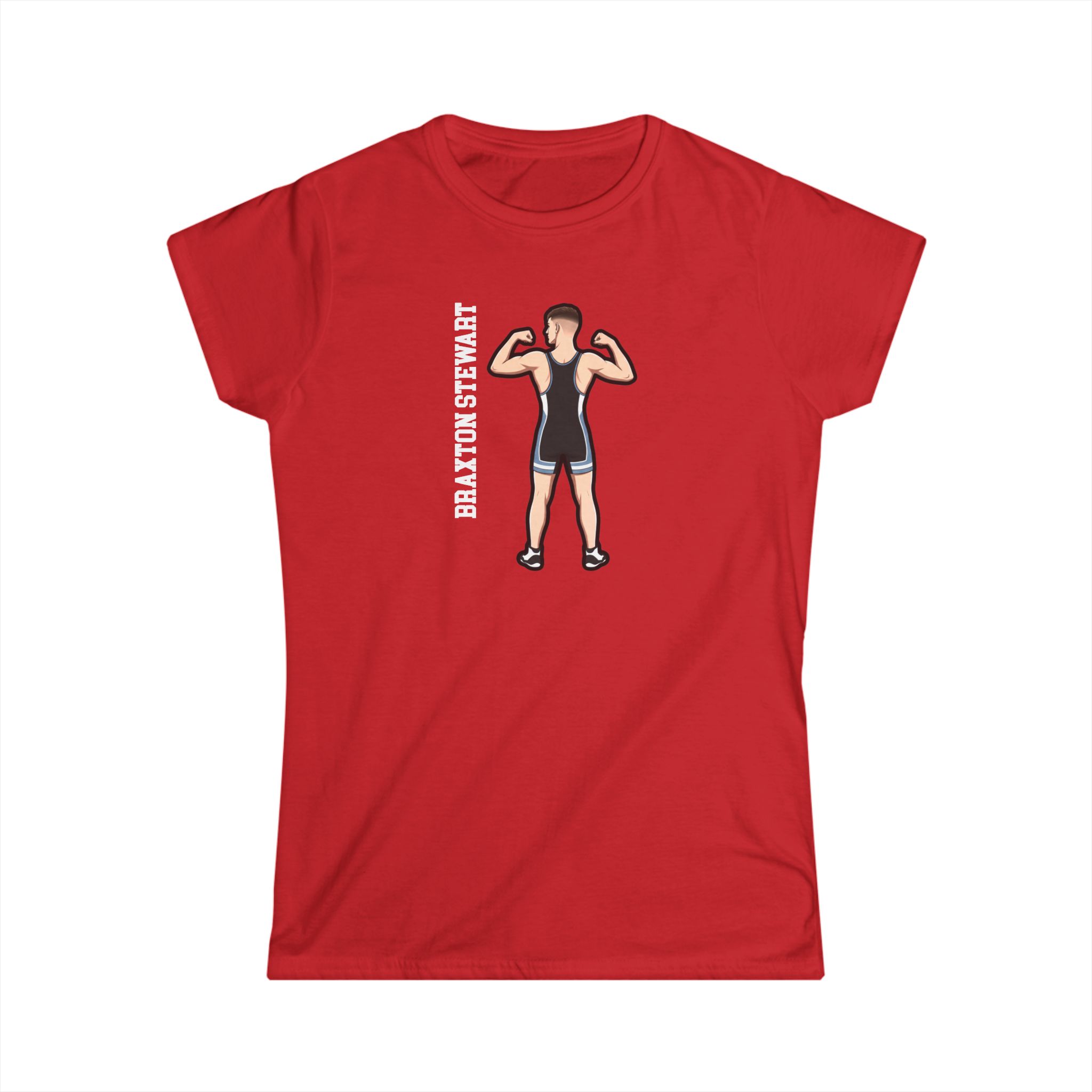 Women's Softstyle Tee — character_name_vertical in Red