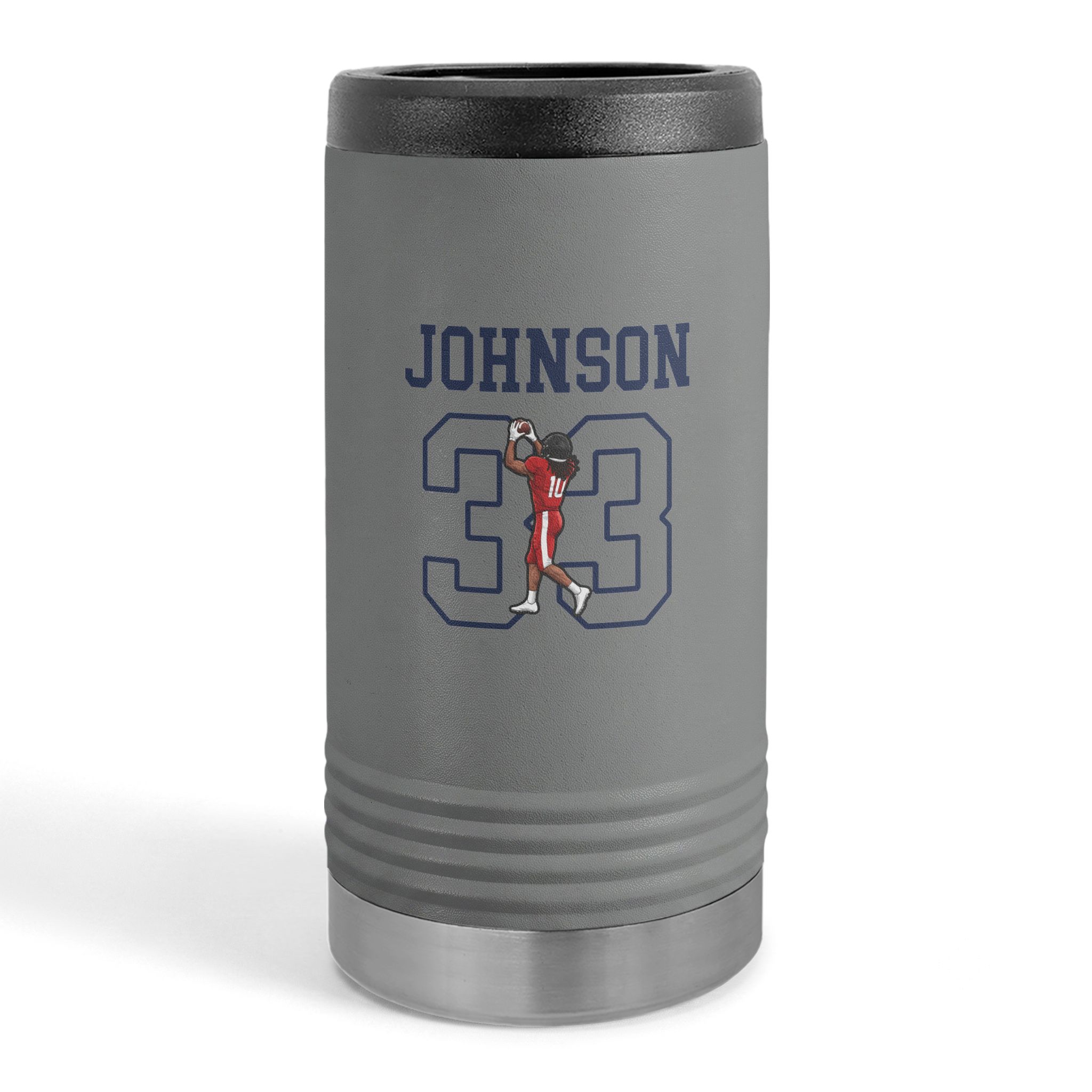 Slim Stainless Can Cooler — character_shirsey in Grey