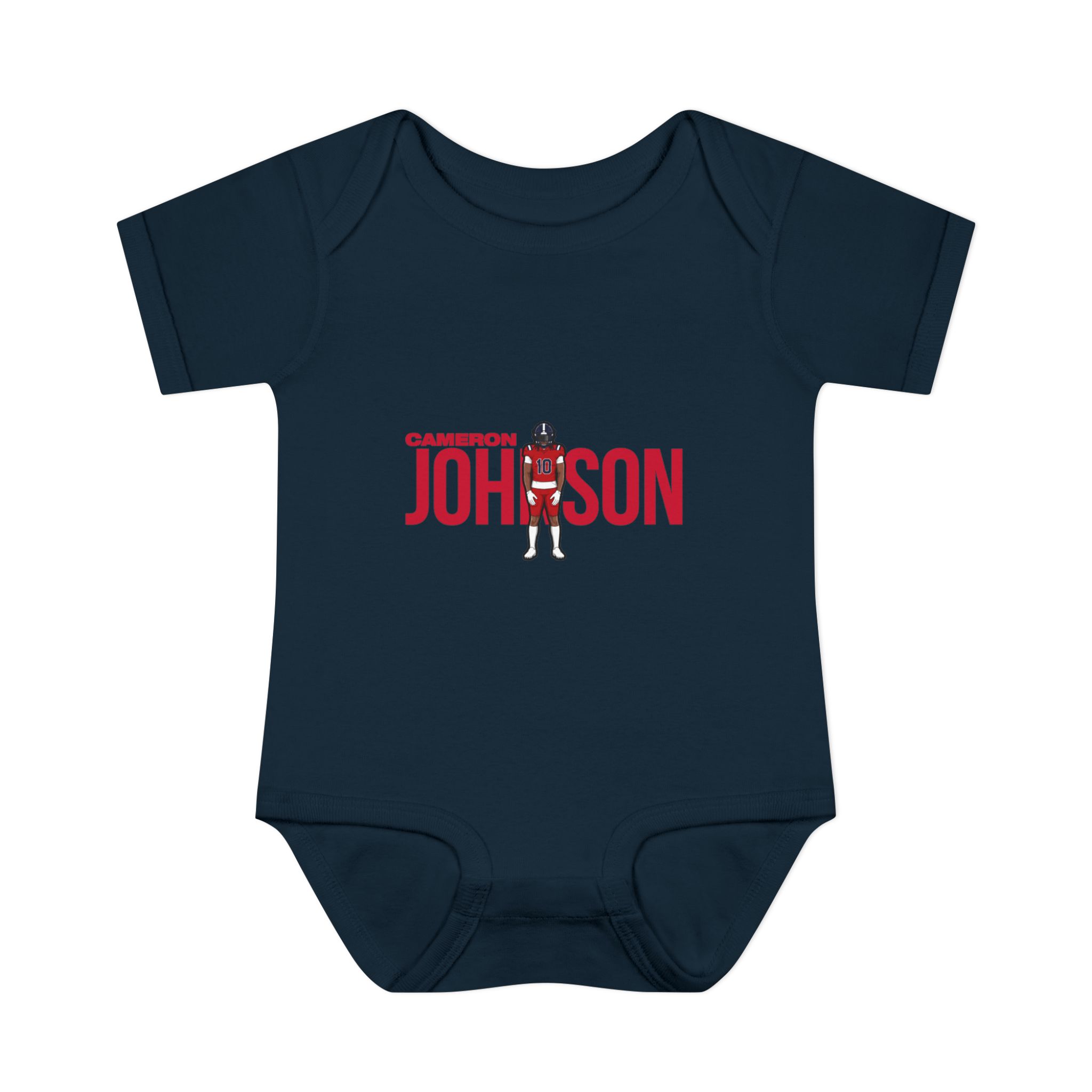 Baby Onesie — character_player_name in Navy