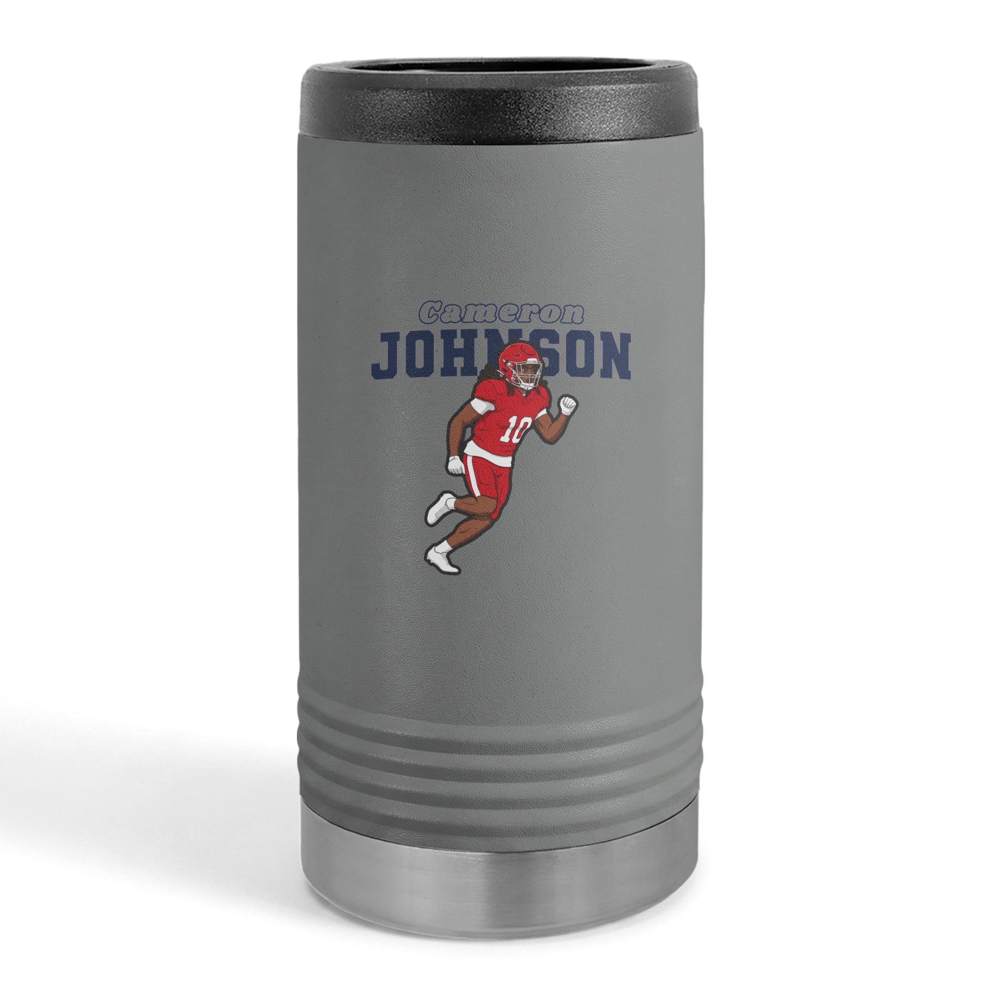Slim Stainless Can Cooler — character_name_arch in Grey
