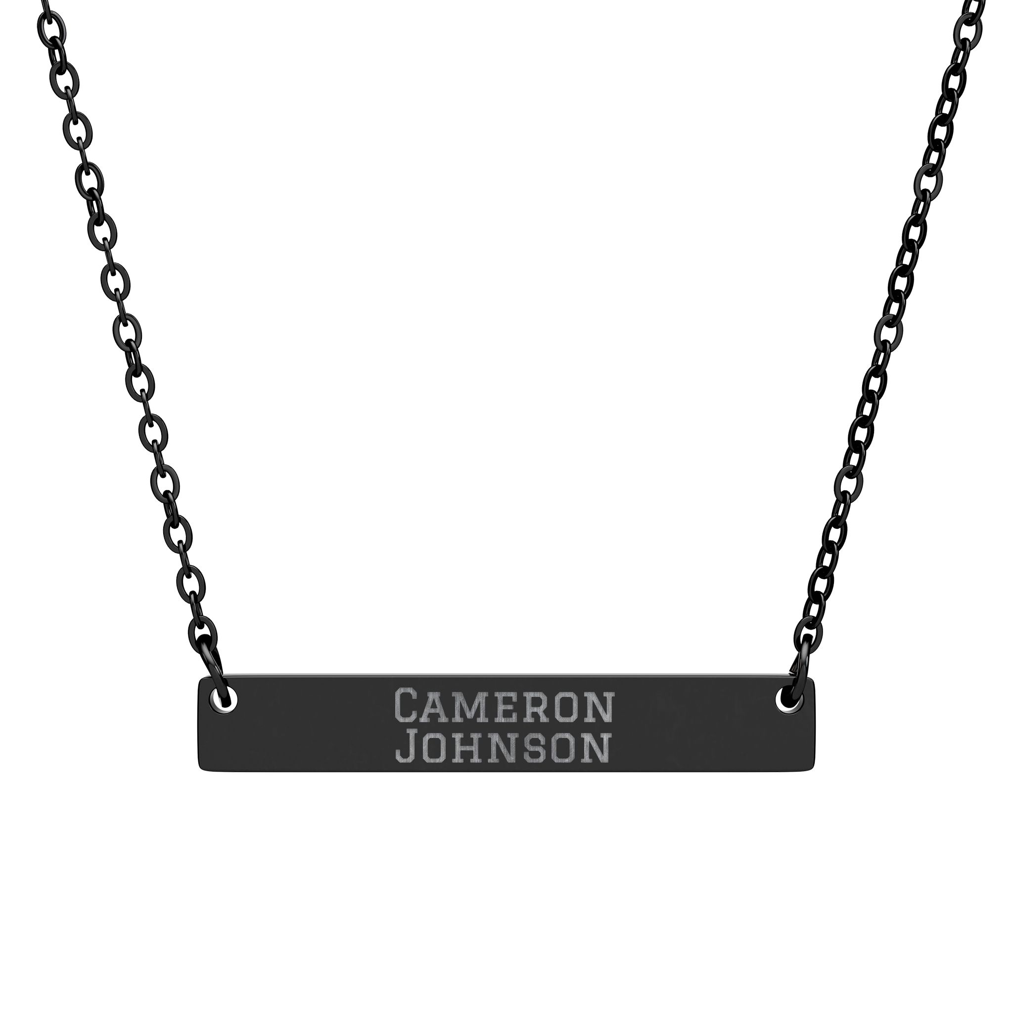 Engraved Bar Necklace — Classic in Black