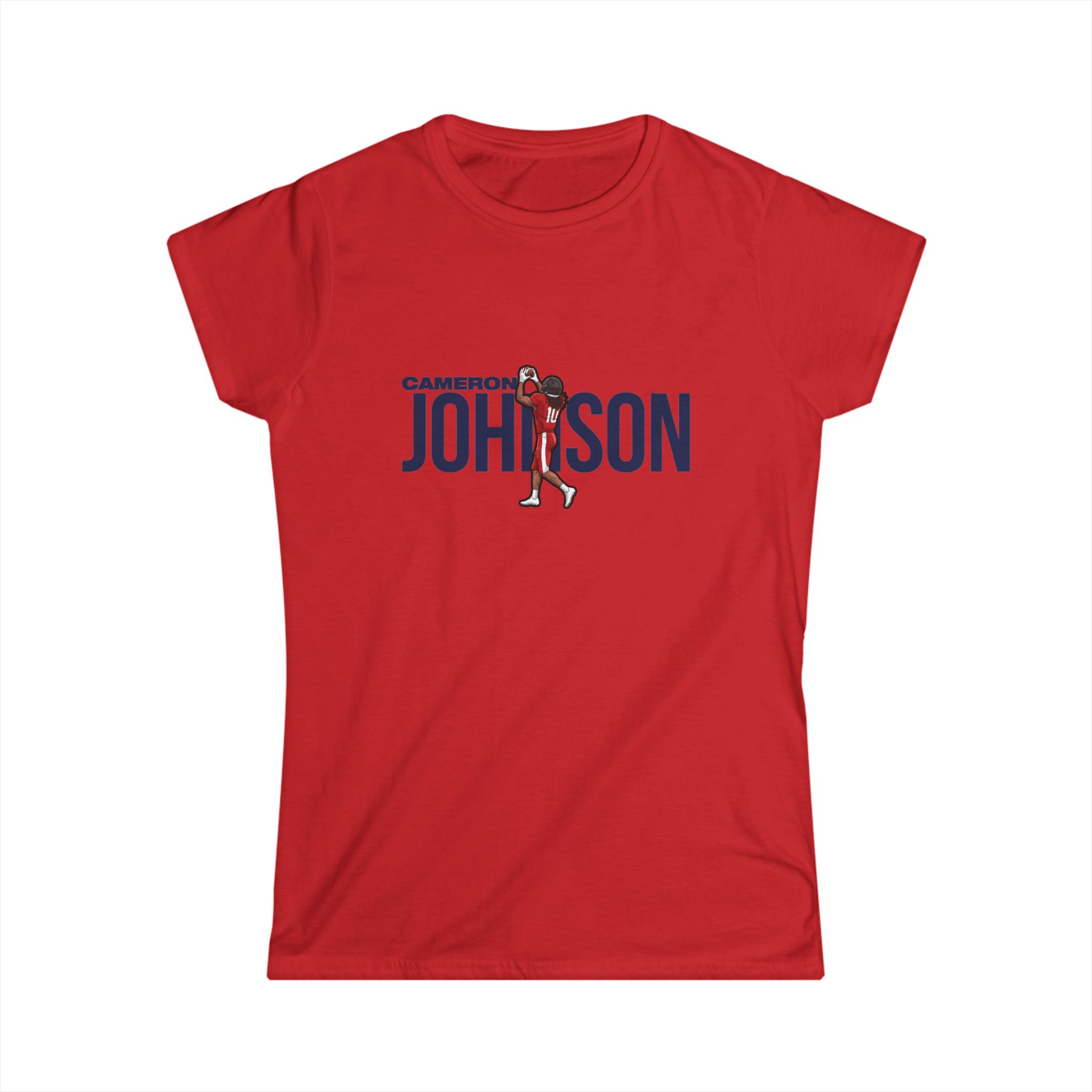 Women's Softstyle Tee — character_player_name in Red