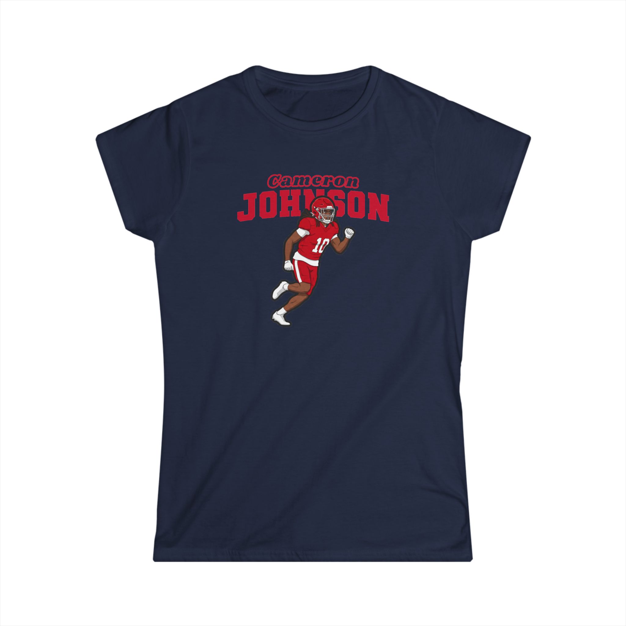 Women's Softstyle Tee — character_name_arch in Navy