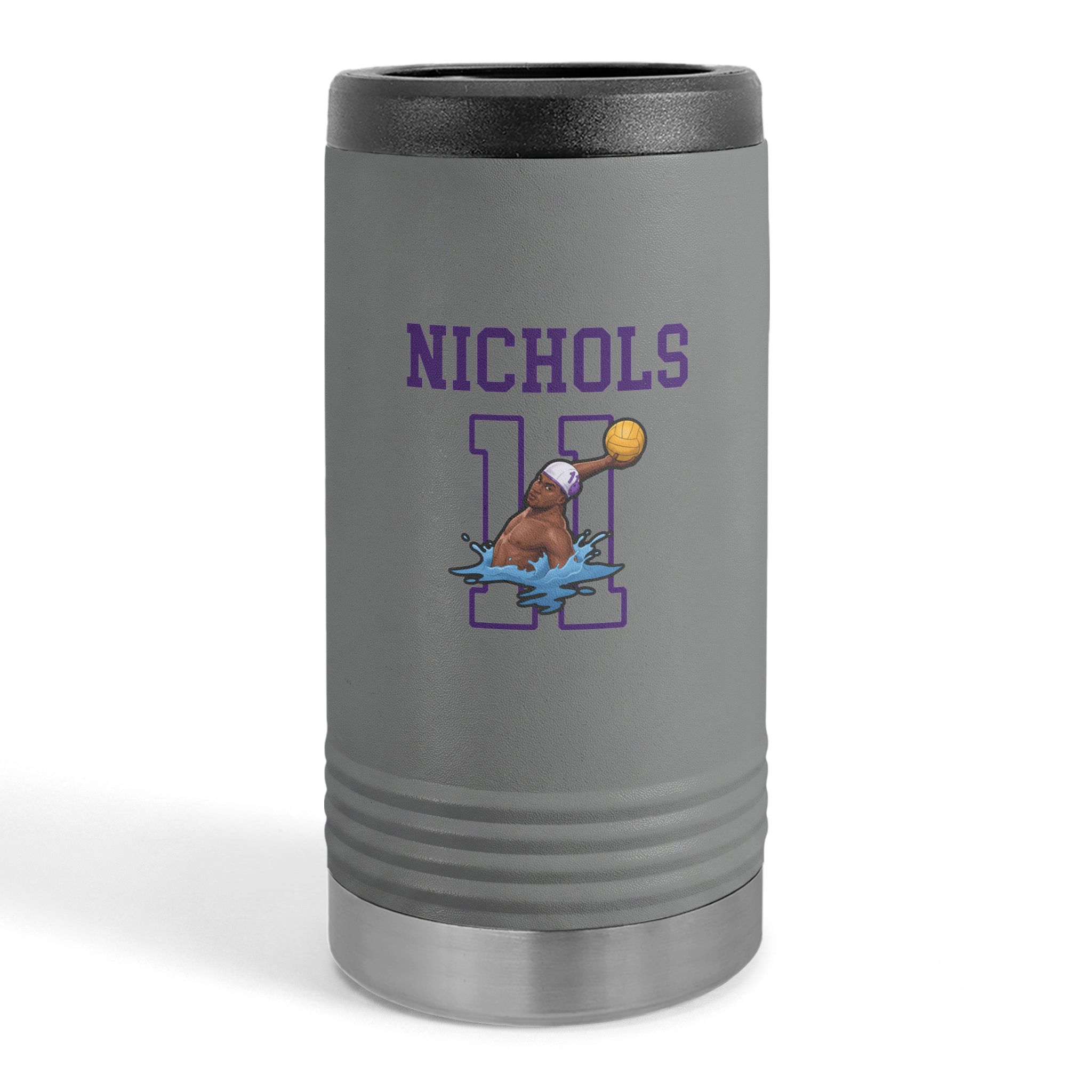 Slim Stainless Can Cooler — character_shirsey in Grey