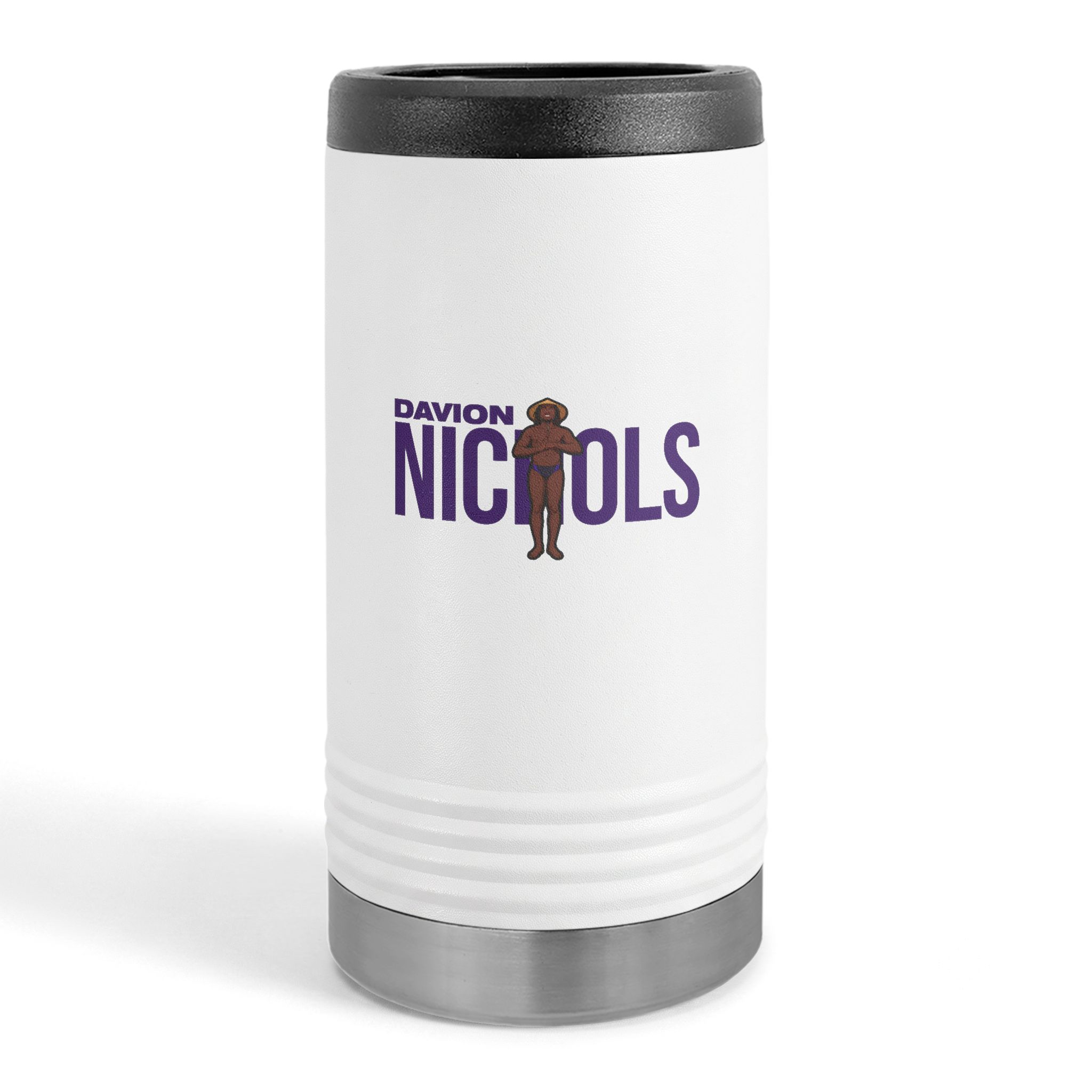 Slim Stainless Can Cooler — character_player_name in White