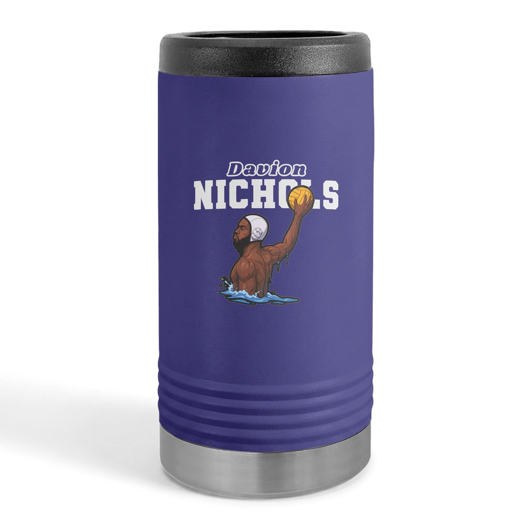 Slim Stainless Can Cooler — character_name_arch in Purple
