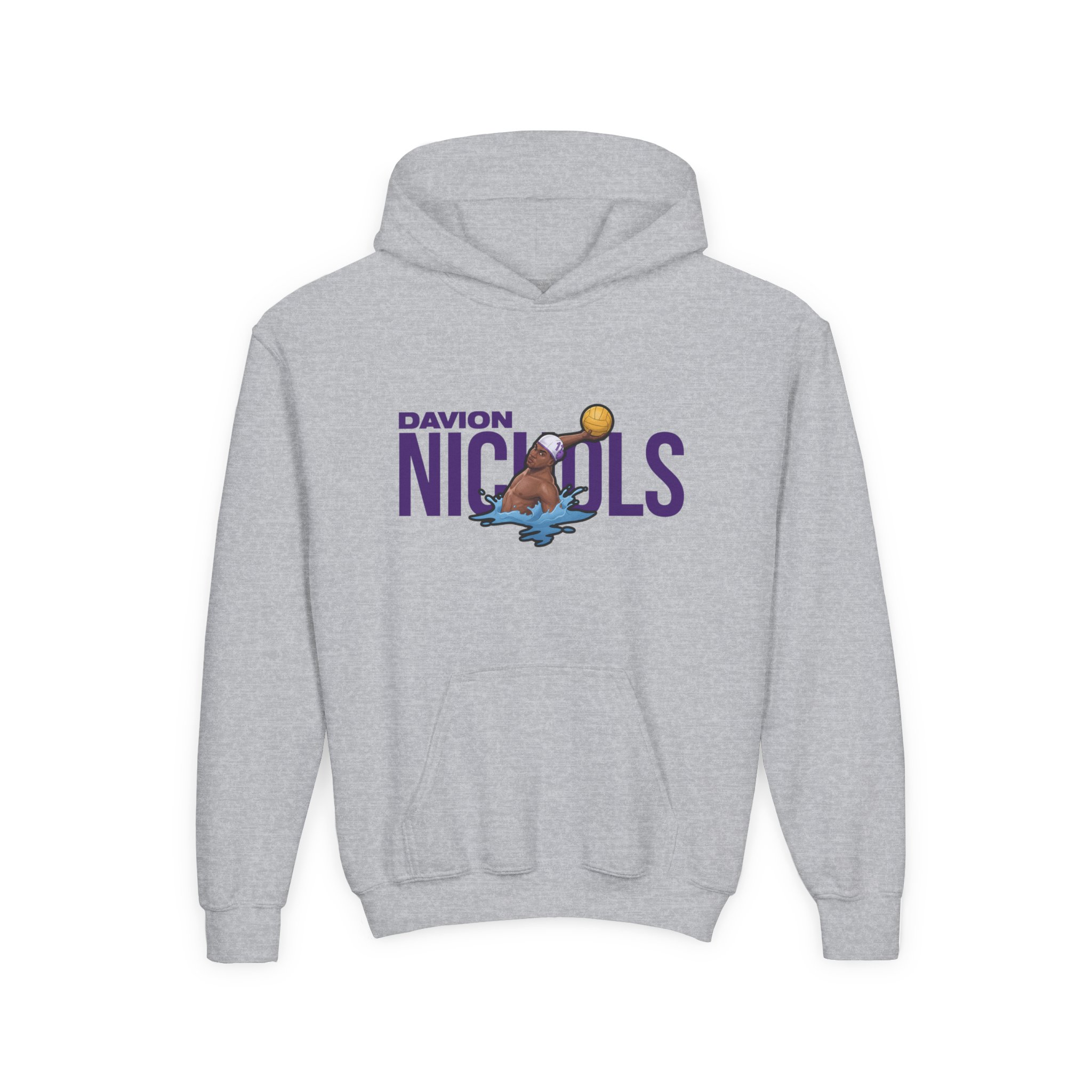 Youth Hoodie — character_player_name in Grey