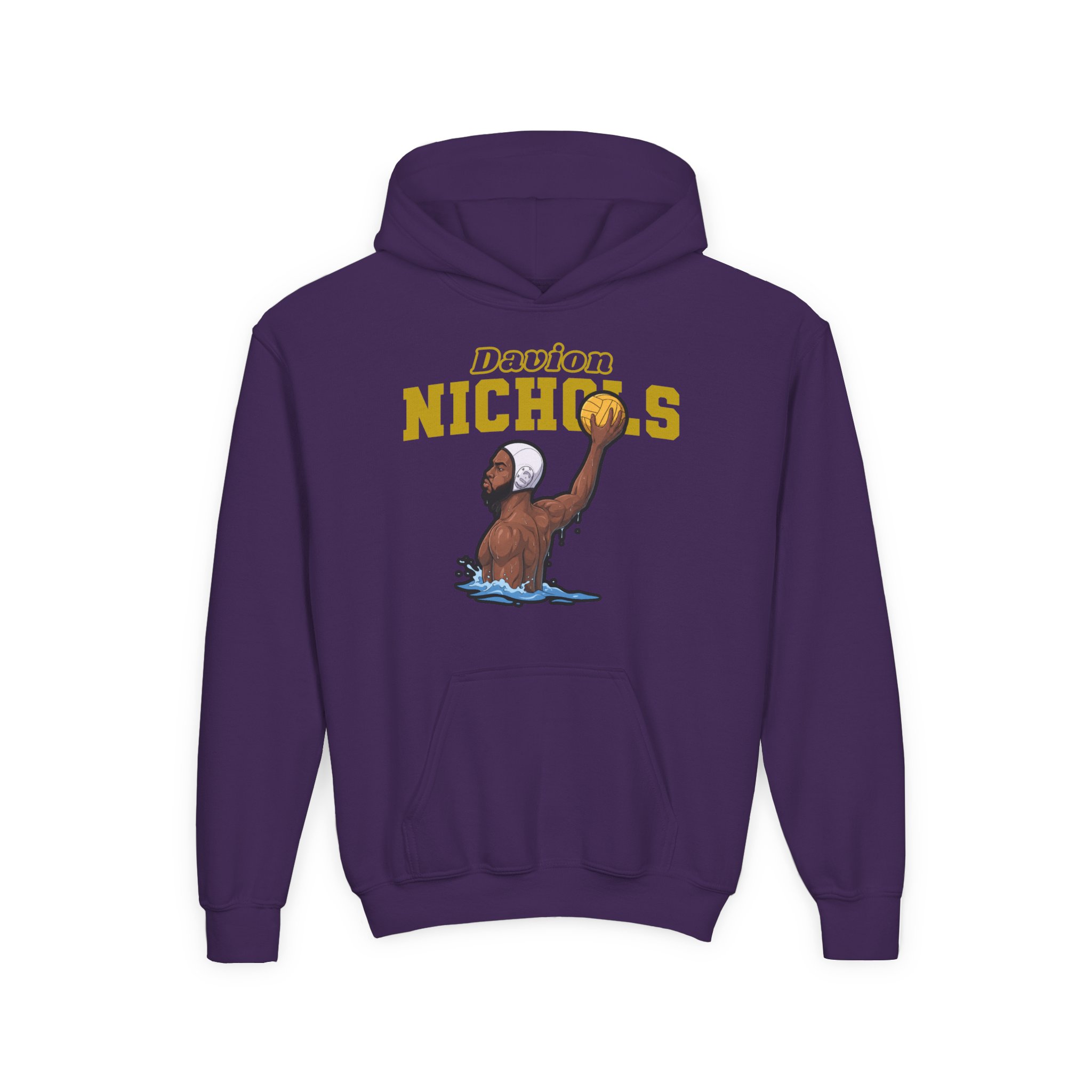 Youth Hoodie — character_name_arch in Purple