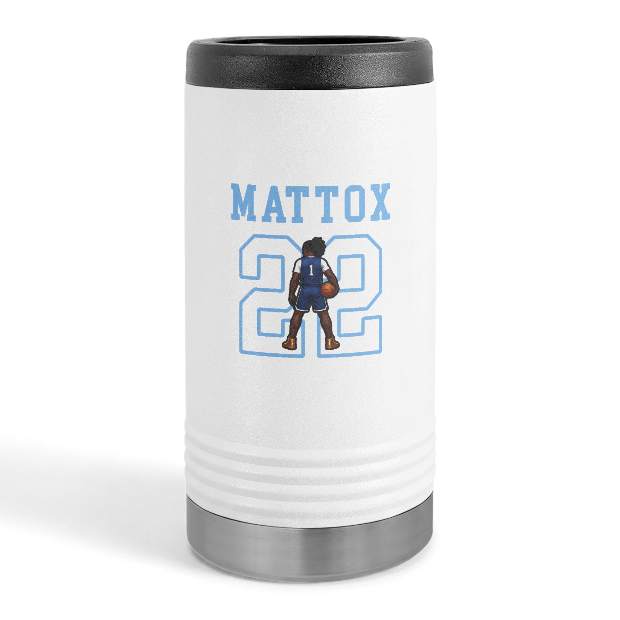 Slim Stainless Can Cooler — character_shirsey in White