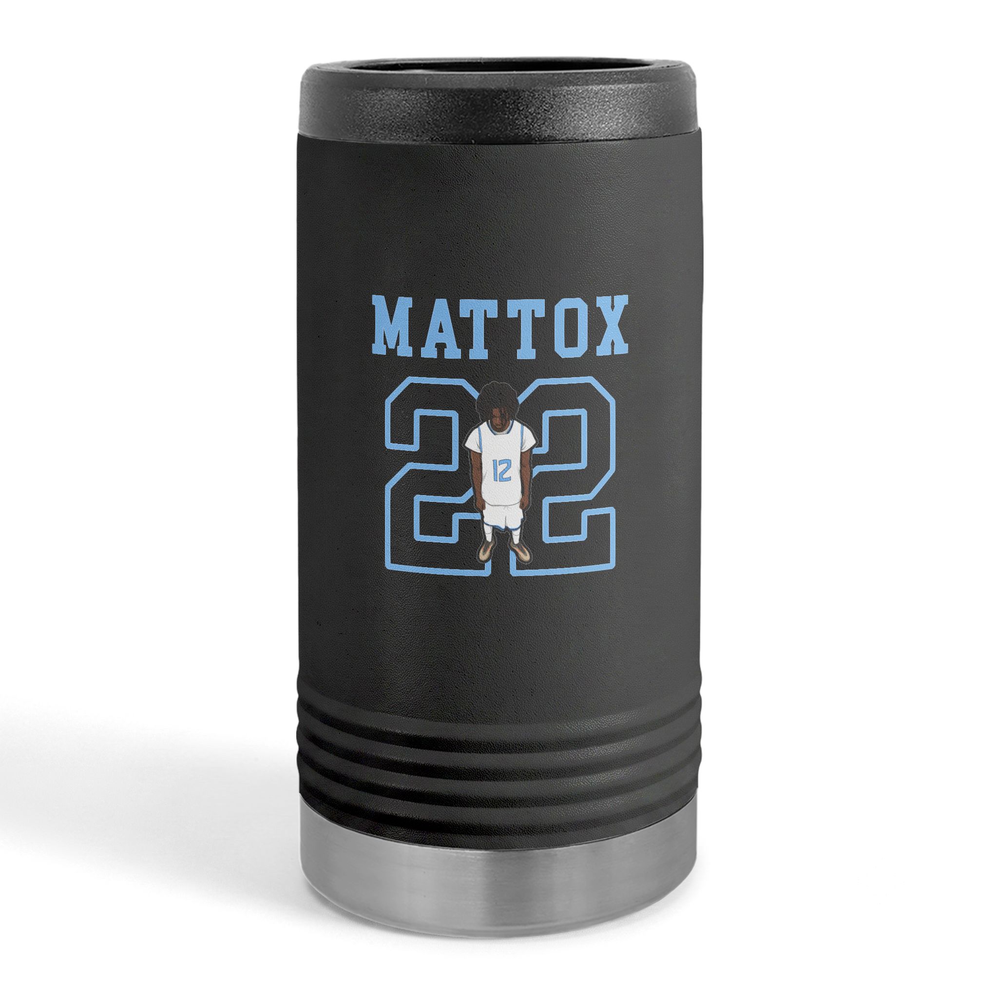 Slim Stainless Can Cooler — character_shirsey in Black