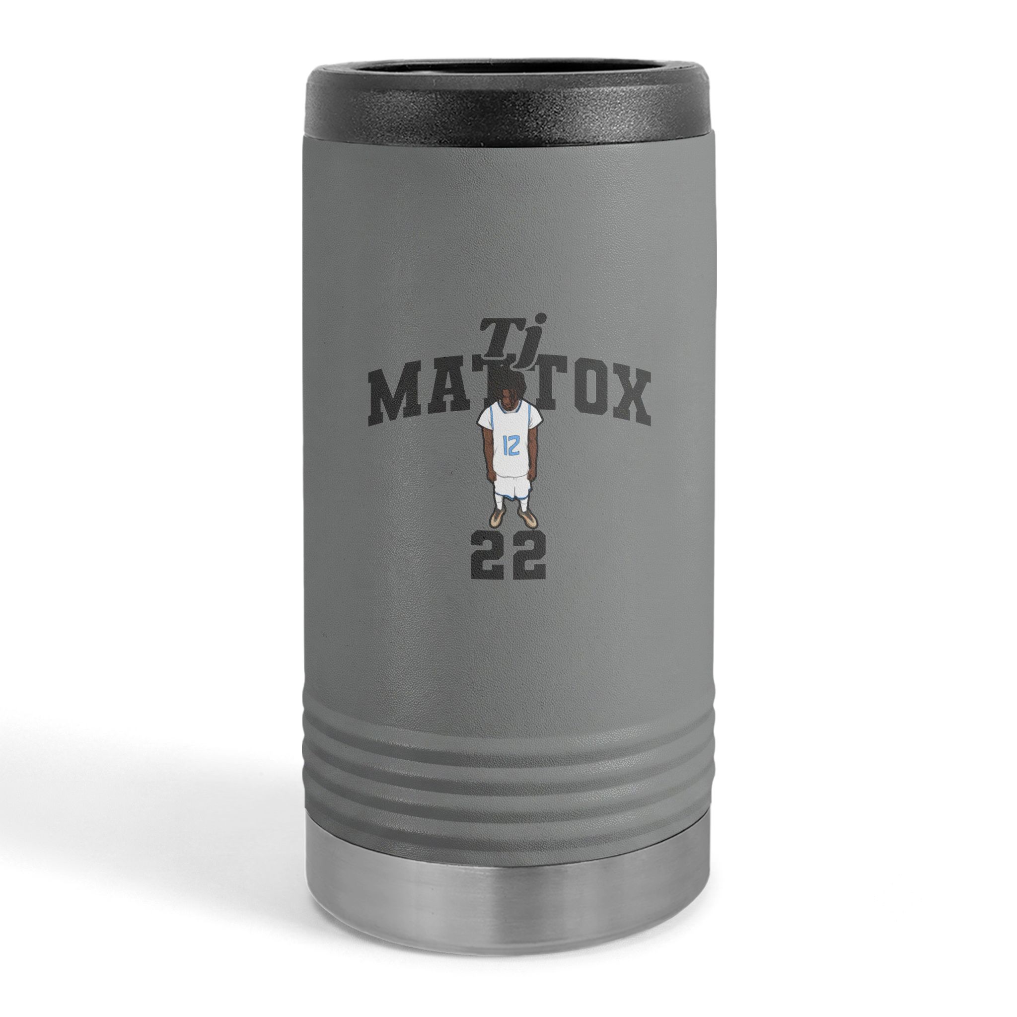 Slim Stainless Can Cooler — character_signature_arch in Grey