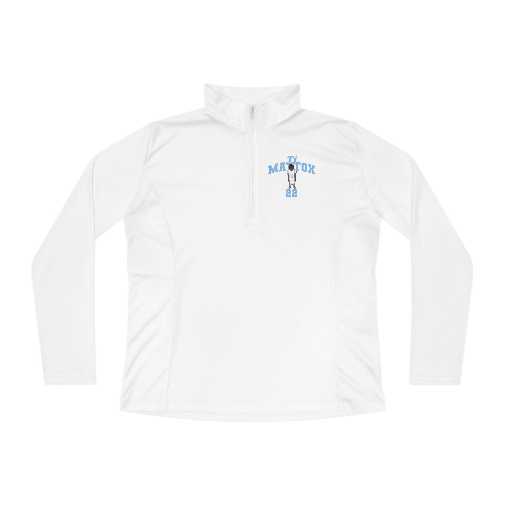 Women's Q-Zip Pullover — character_signature_arch in White