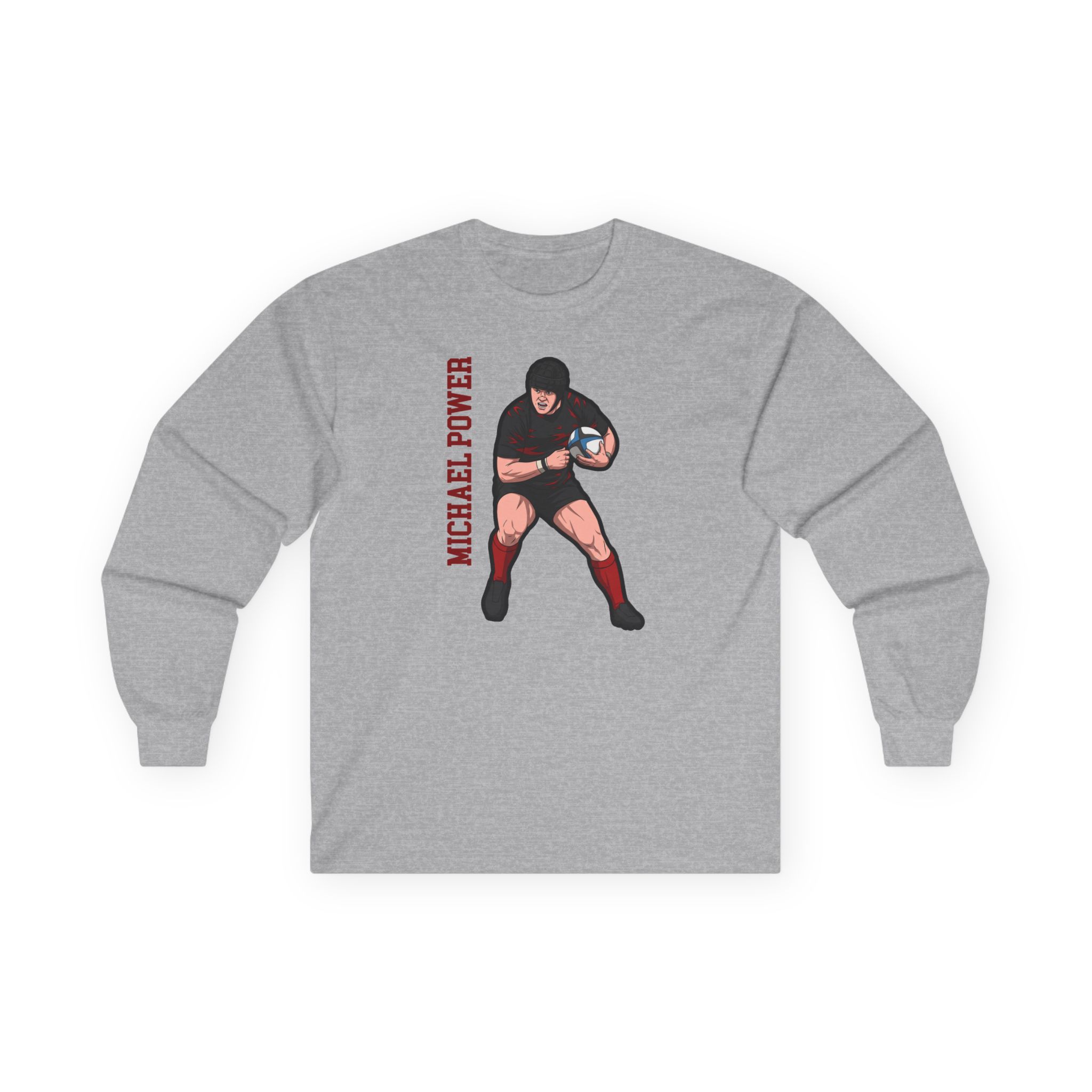 Long Sleeve Tee — character_name_vertical in Grey