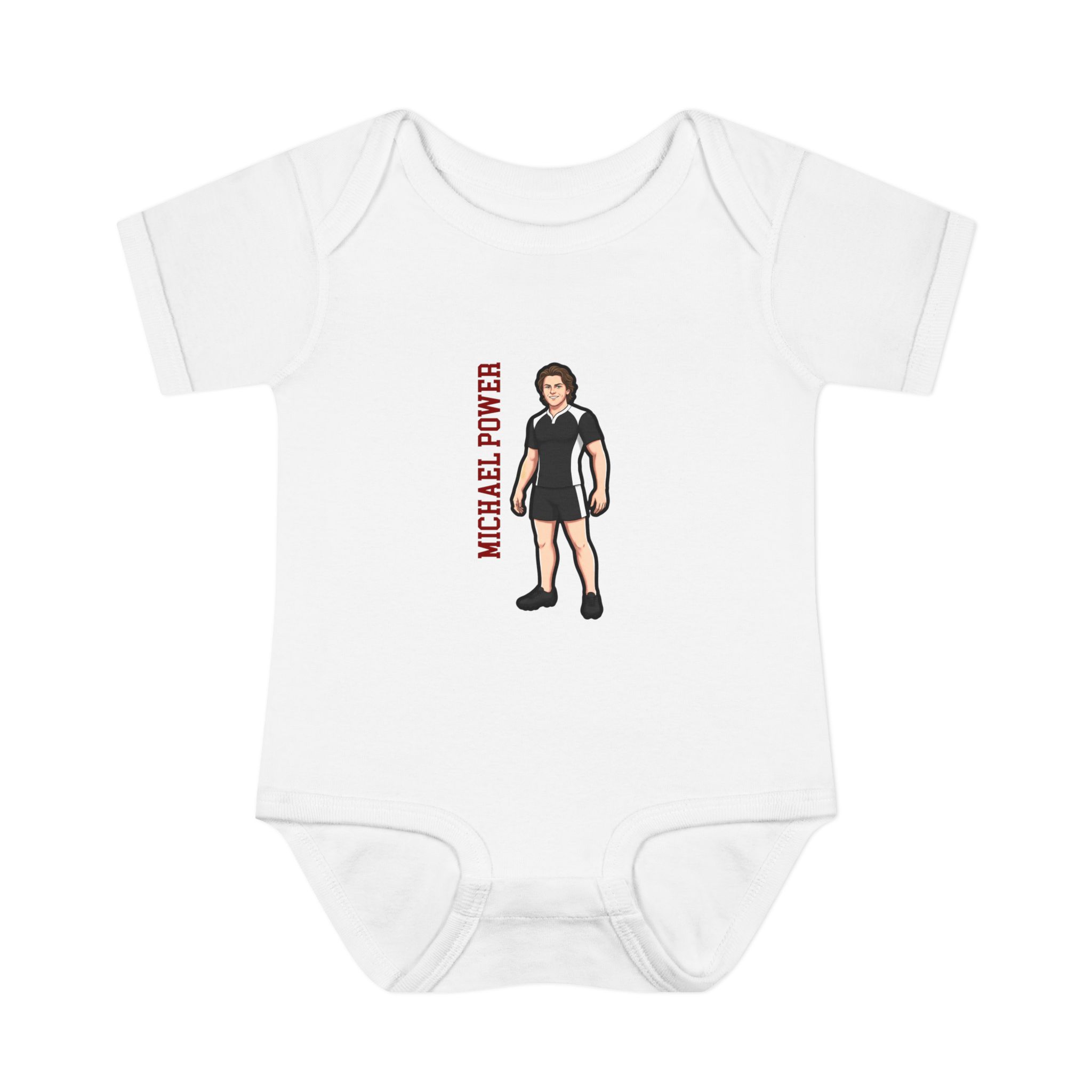 Baby Onesie — character_name_vertical in White